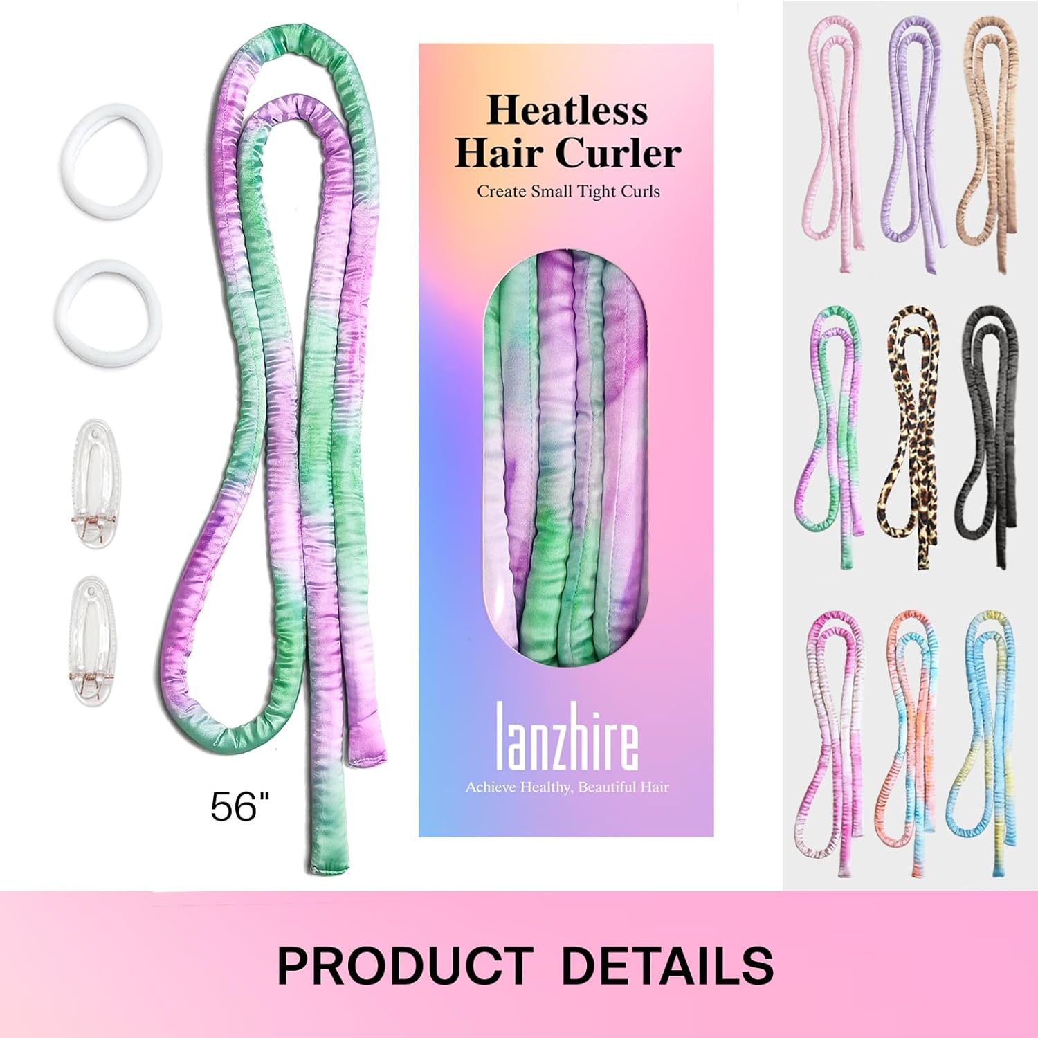 Lanzhire Heatless Small Curling Rod Headband, No Heat Thin Curling Headband for Long Hair and Short Hair, No Heat Curlers to Sleep In, Overnight Heatless Curls Headband (Purple Tie Dye)