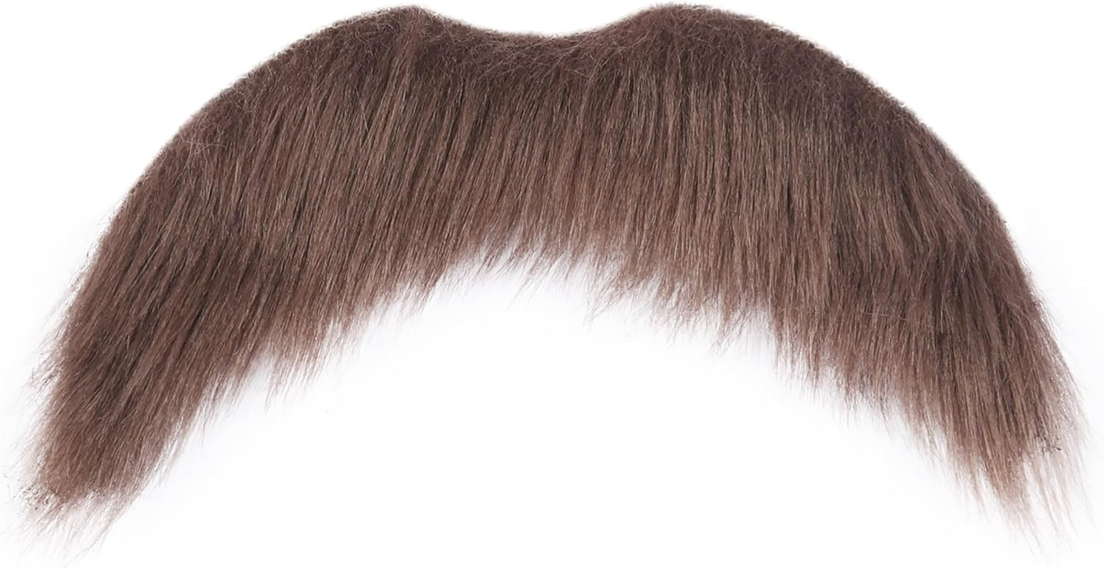 Cosela Fake Mustache Brown Self Adhesive Cosplay Halloween Party Fake Facial Hair image number 4