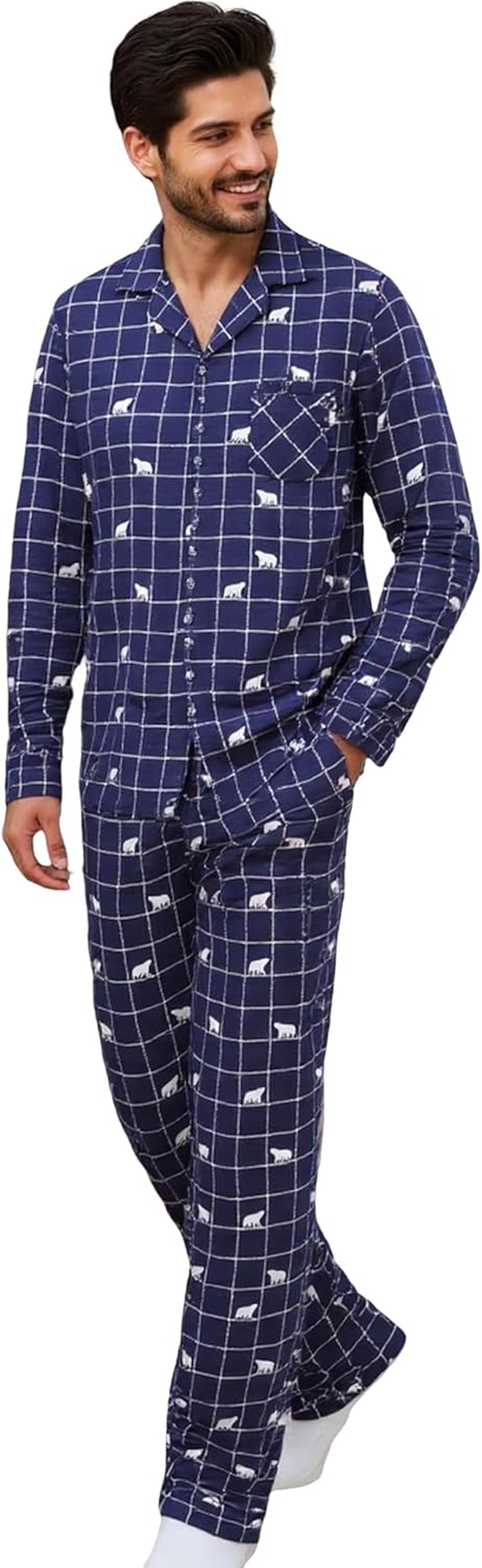 100% Cotton Flannelette Winter Mens Womens Pyjamas Set Long Sleeve Matching Christmas Pajamas for Couples