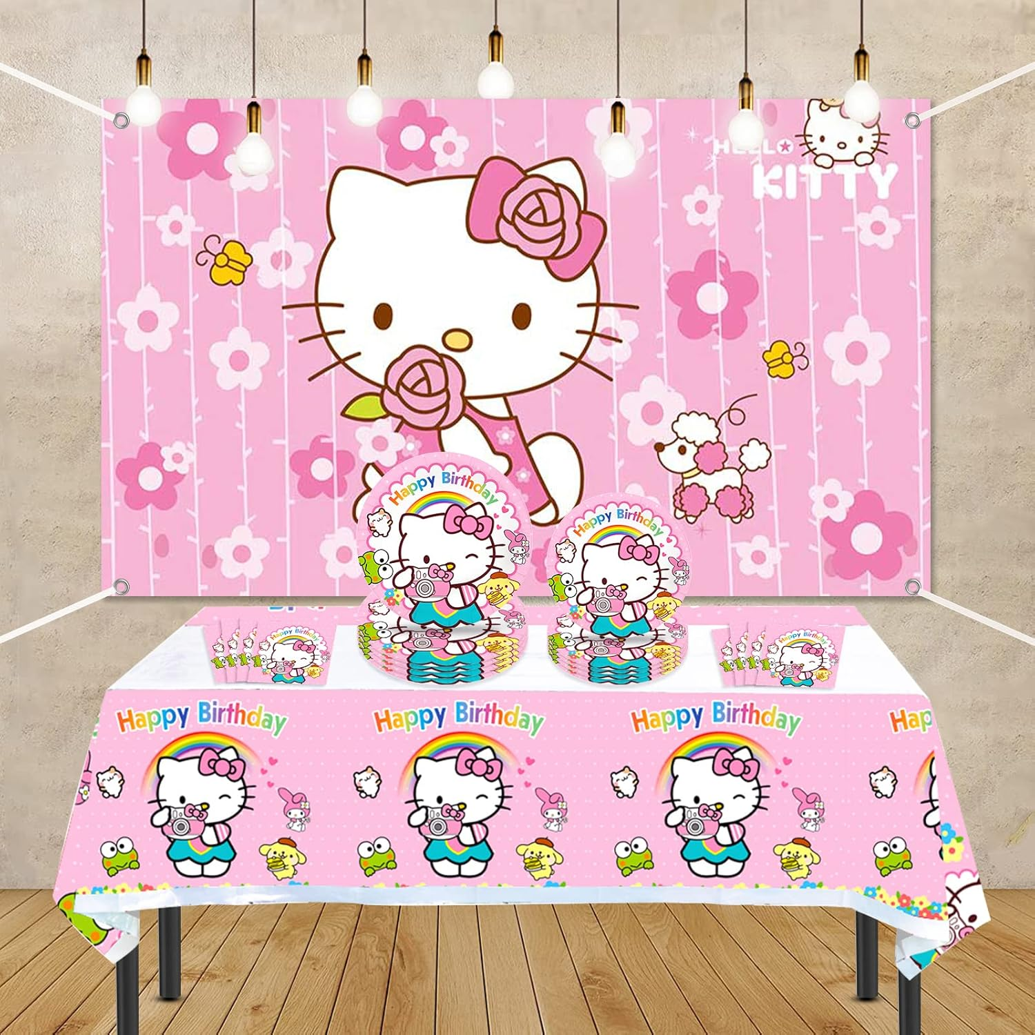 Kitty Birthday Party Supplies, 20 Plates, 20 Napkins and 1 Tablecover for Girls Kitty Party Decorations image number 4