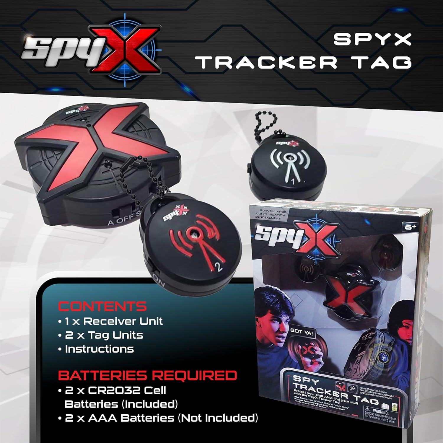 Spyx Spy Tracker Tag for Kids &ndash; Track & Protect Belongings with 2 Tag Transmitters, Alarm & Tracking Modes &ndash; No App or Phone Needed &ndash; Spy Gadget for Boys & Girls Age 6+ image number 6