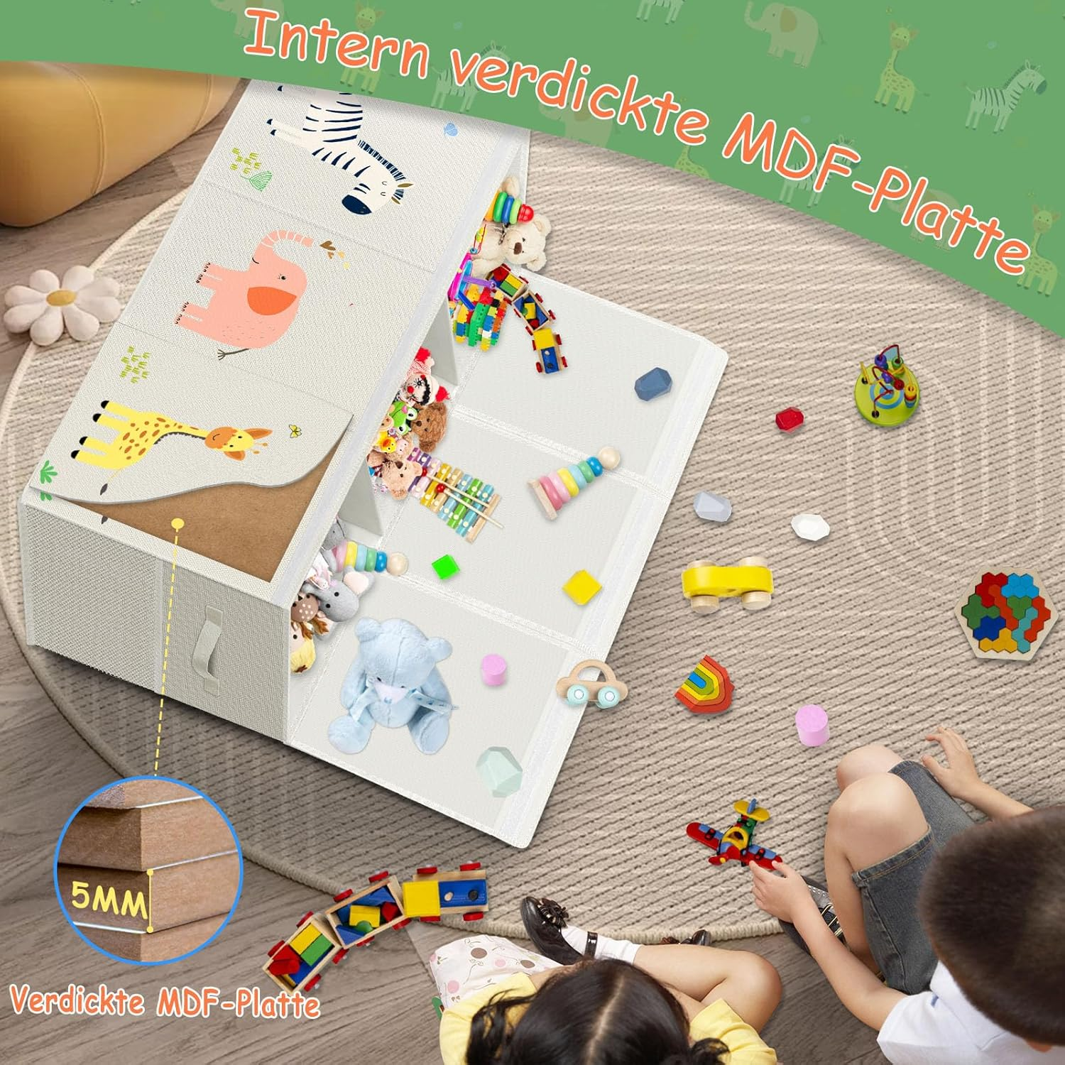 VERONLY Extra Large Toy Box Storage for Boys Girls - Collapsible Toy Chest Organizer for Kids,Toy Bin Container with Lid and Handles for Clothes, Nursery, Playroom,Bedroom,Stuffed Animals,Quilt(Beige)