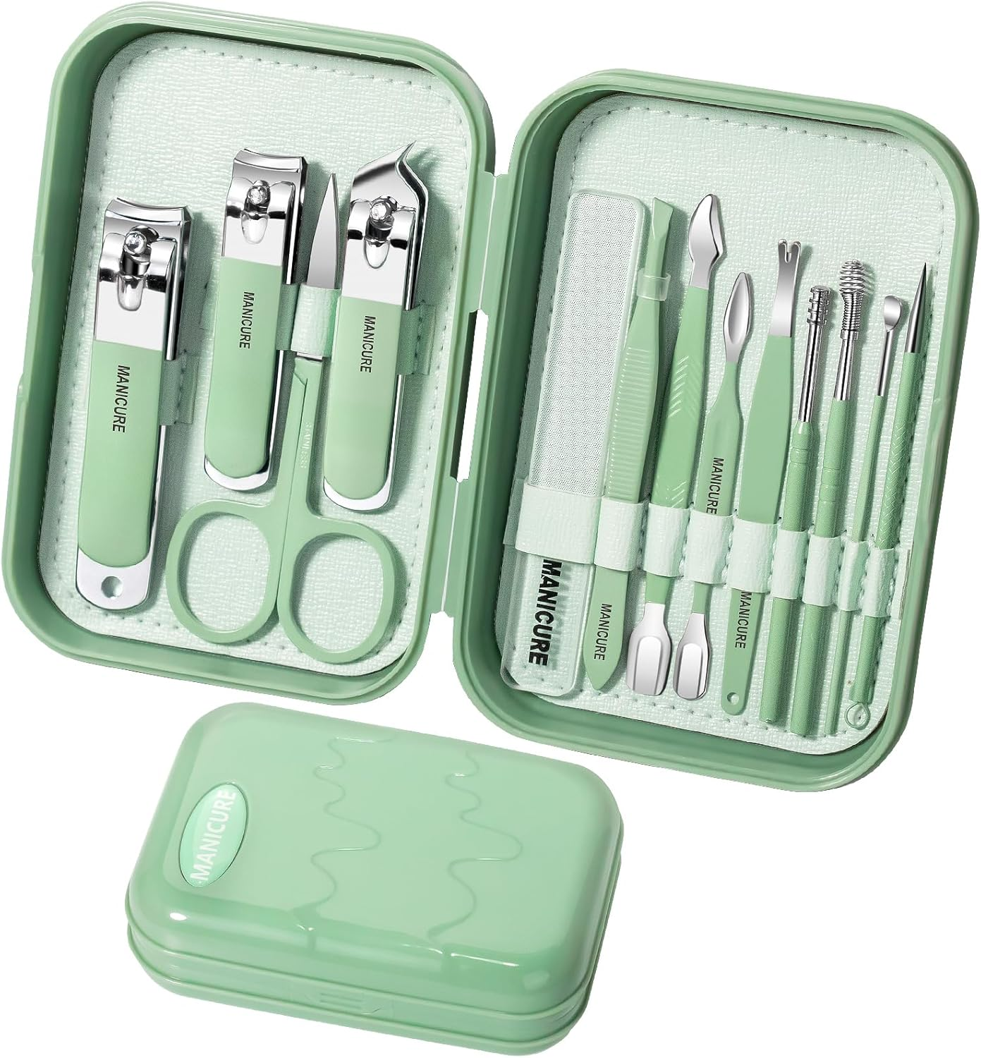 Nail Kit, 13-In-1 Professional Manicure and Pedicure Set with Nail Clippers, Nail Clippers Set Cuticle Trimmer, Facial Care Tools（Pink)