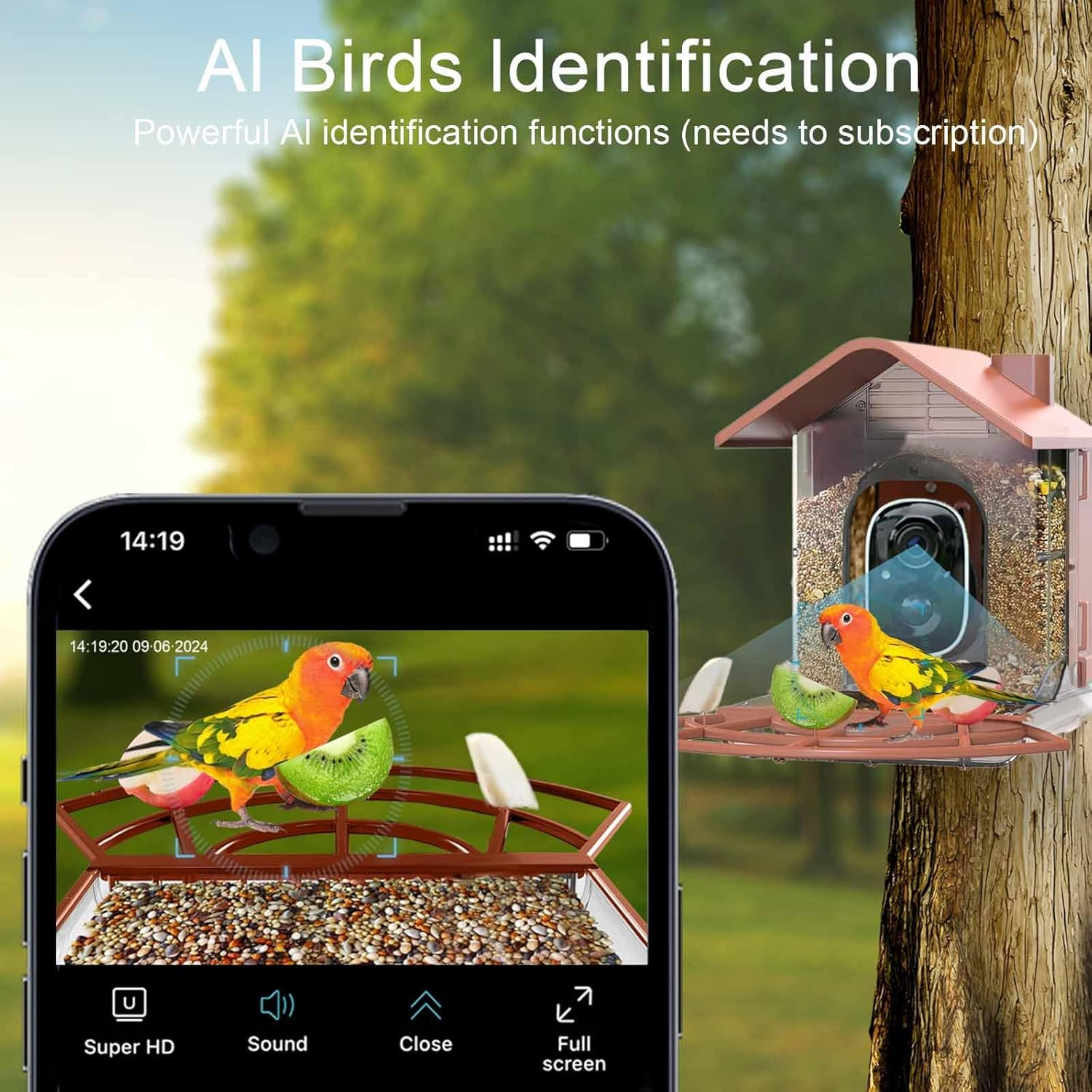 Vuebee Smart Bird Feeder Camera, Solar Powered Bird Feeder, Automatic Video Capture & Motion Detection, with AI Identify Function