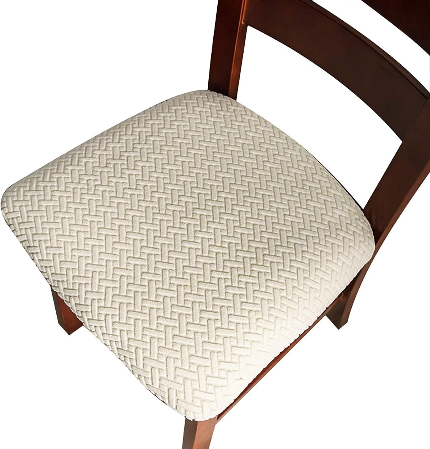 Dining Chair Covers Set of 4, JOMWEN Stretch Jacquard Washable Seat Slipcovers, Chair Cushion Protector, Kitchen Dining Home (Beige, 4 PCS) - Black image number 3