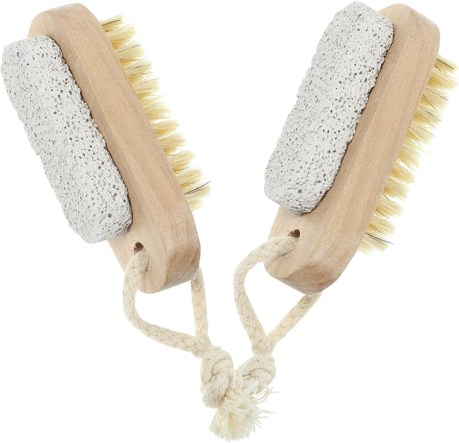 ULTECHNOVO Double-Sided Pumice Foot File and Supple Bristle Body Brush 2Pcs 9.5X4Cm Exfoliating Dead Skin Remover for Shower Bathing Suitable for Feet and Hands