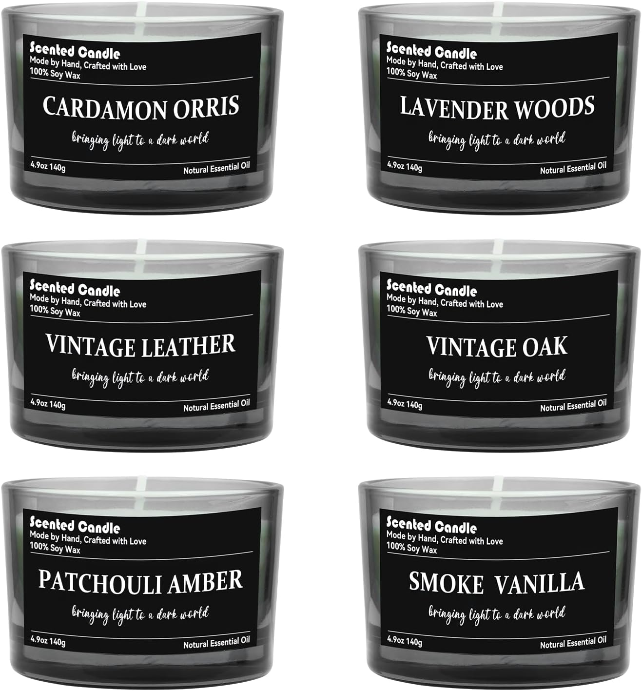 Minimalist Scented Candles for Men - 6 Pack Aromatherapy Candles Gifts Set for Birthday, Valentine, Christmas, Anniversary, Clean-Burning Soy Wax, Long-Lasting Fragrance Mood Enhancer image number 6