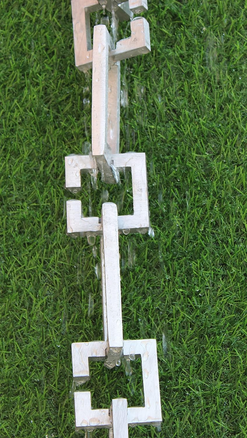 KAM Home Aluminium Artware Rectangle with Square Rain Chain with Installation Kit (Black, 12)