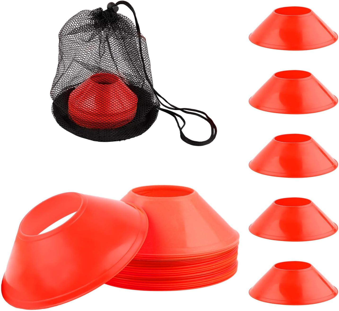 25Pcs Soccer Cones for Sports Training, 5 Inch Mini Football Cones with Mesh Bag, Flexible Agility Practice Cones Drills Training Plastic Cones for Basketball Sports Games Kids Skating