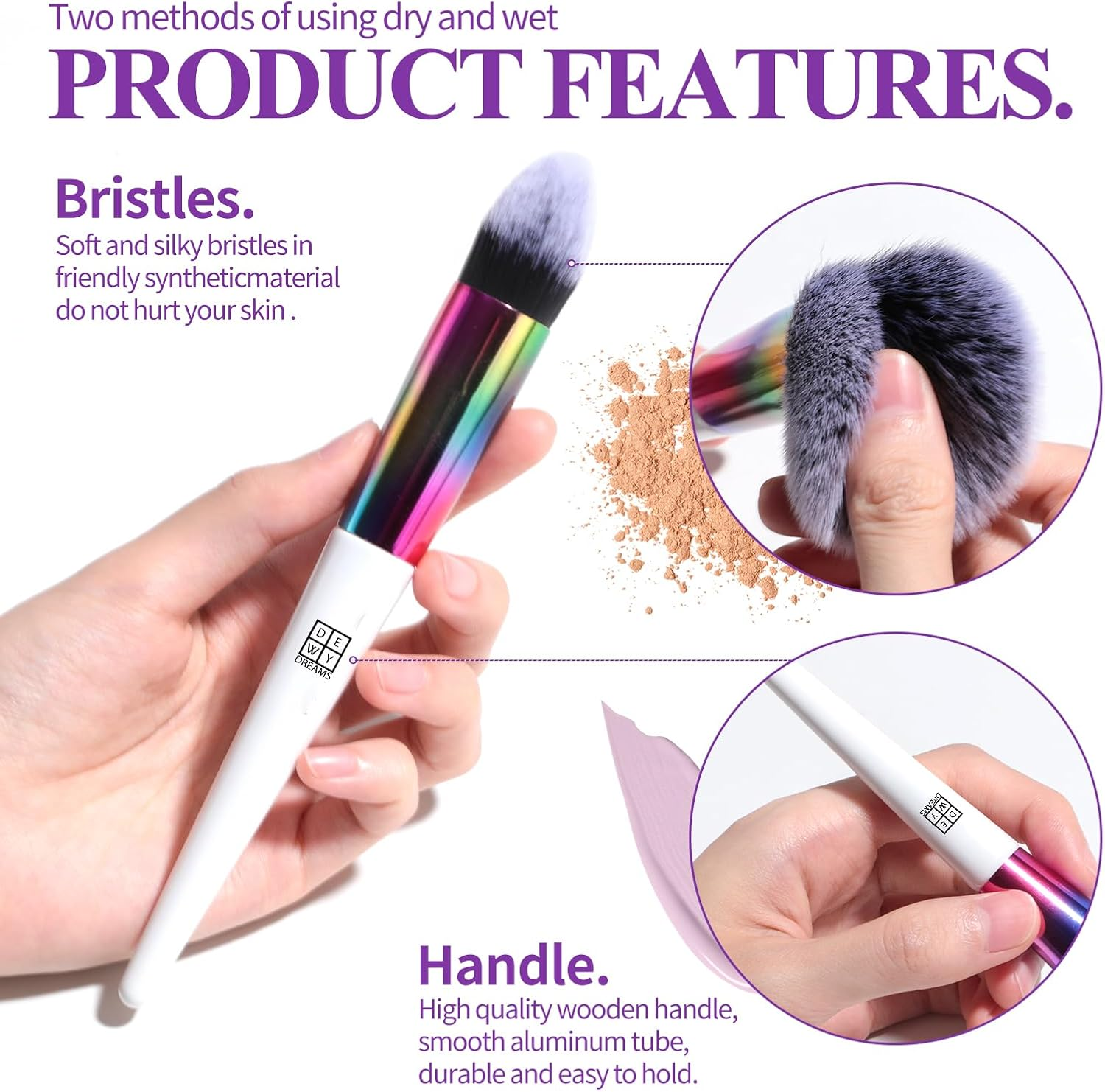 DEWYDREAMS Makeup Brush Set 18 Pcs Premium Synthetic Foundation Powder Concealers Eye Shadows Blush Makeup Brushes with Black Case image number 3