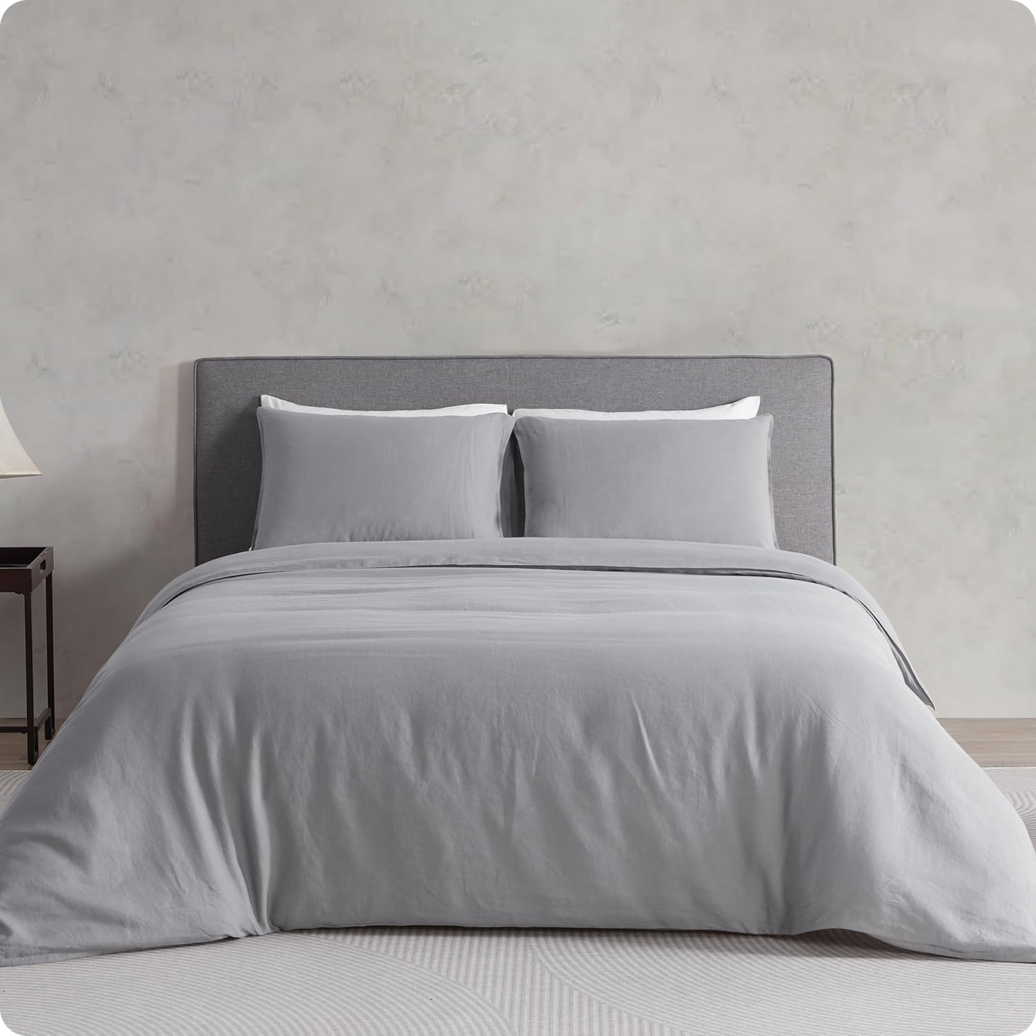 DAPU Pure Stone Washed Linen Duvet Cover Set 100% French Natural Flax(Natural Linen Full/Queen)