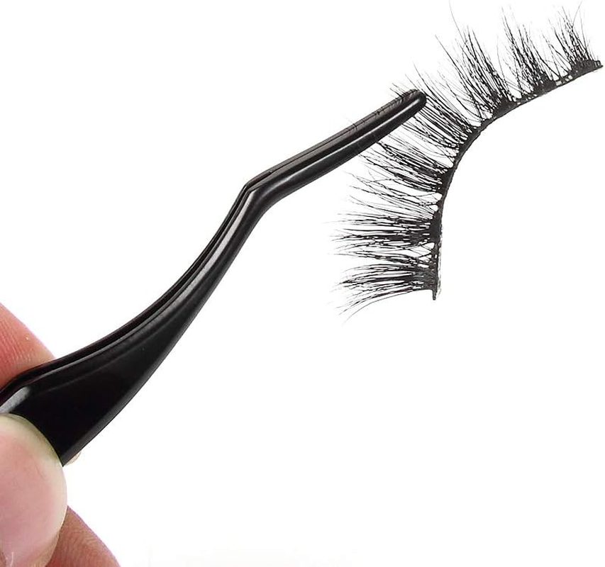 False Eyelash Applicator - FEITA Professional Curved Eyelashes Extension Tweezer for Easy Lashes Application and Removal - Black - 1Pc