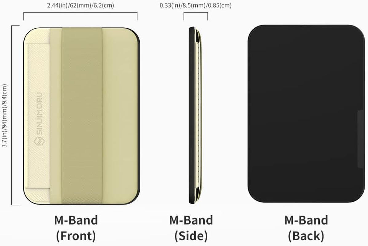 Sinjimoru Magnetic Wallet for Iphone 16/15/14/13/12 Series, Soft Wool Band Grip, Compatible with Magsafe Wallet, Phone Grip Wallet, M-Band Beige