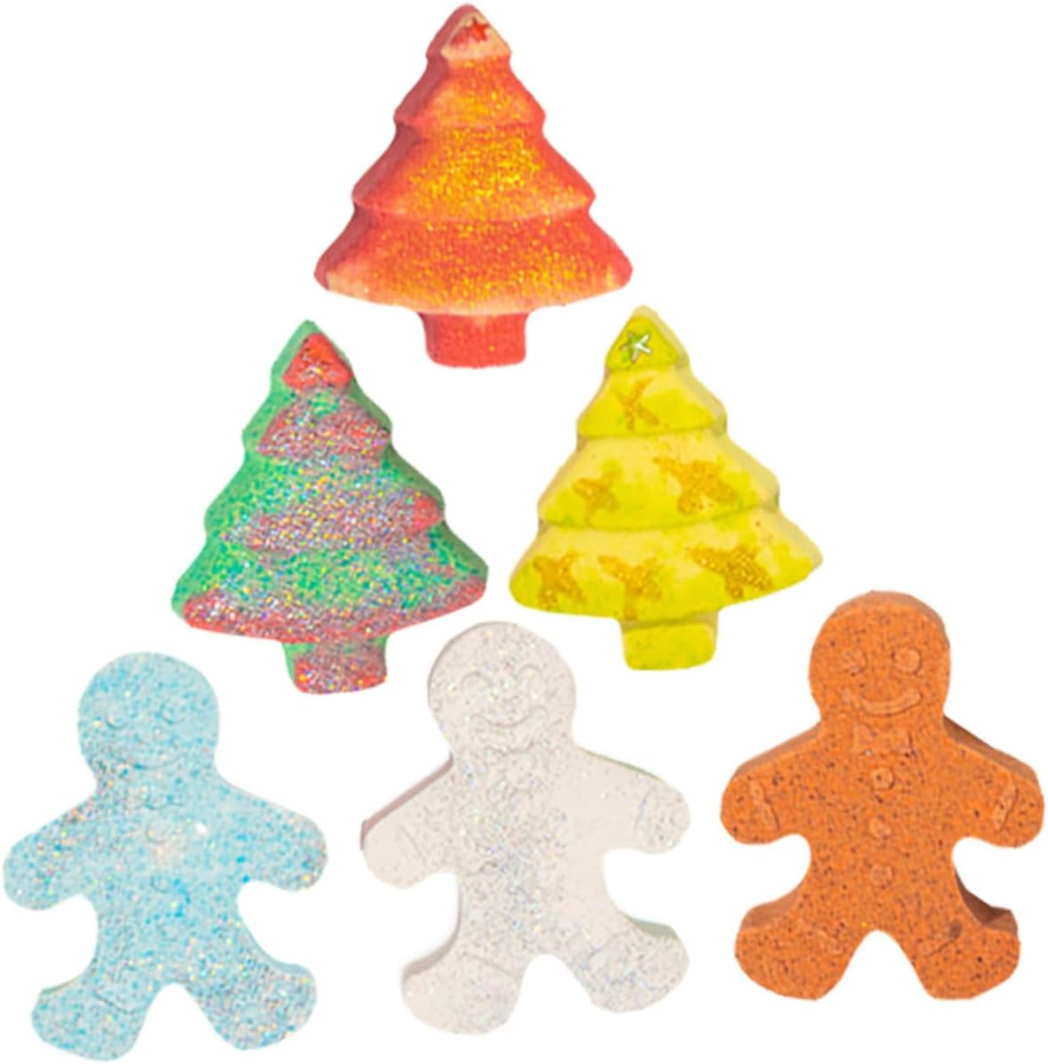 COOLHIYA 6Pcs Christmas Bathing Bomb Salt Ball Gingerbread Man Skin-Friendly Bubble Bath Salt image number 5