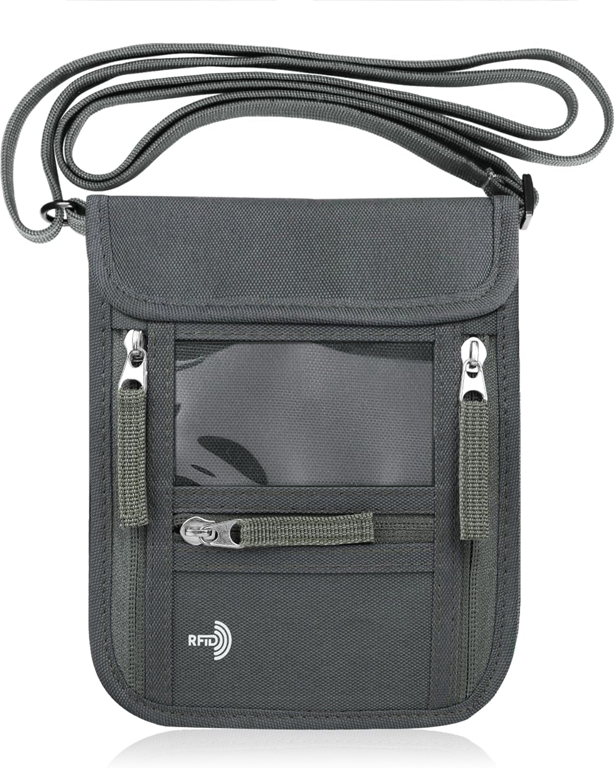 WALNEW Passport Holder Neck Pouch Travel Neck Wallet with RFID Blocking - 7 Pockets with Adjustable Neck Strap to Keep Your Passport Document and Credit Card Safe (Army Green)