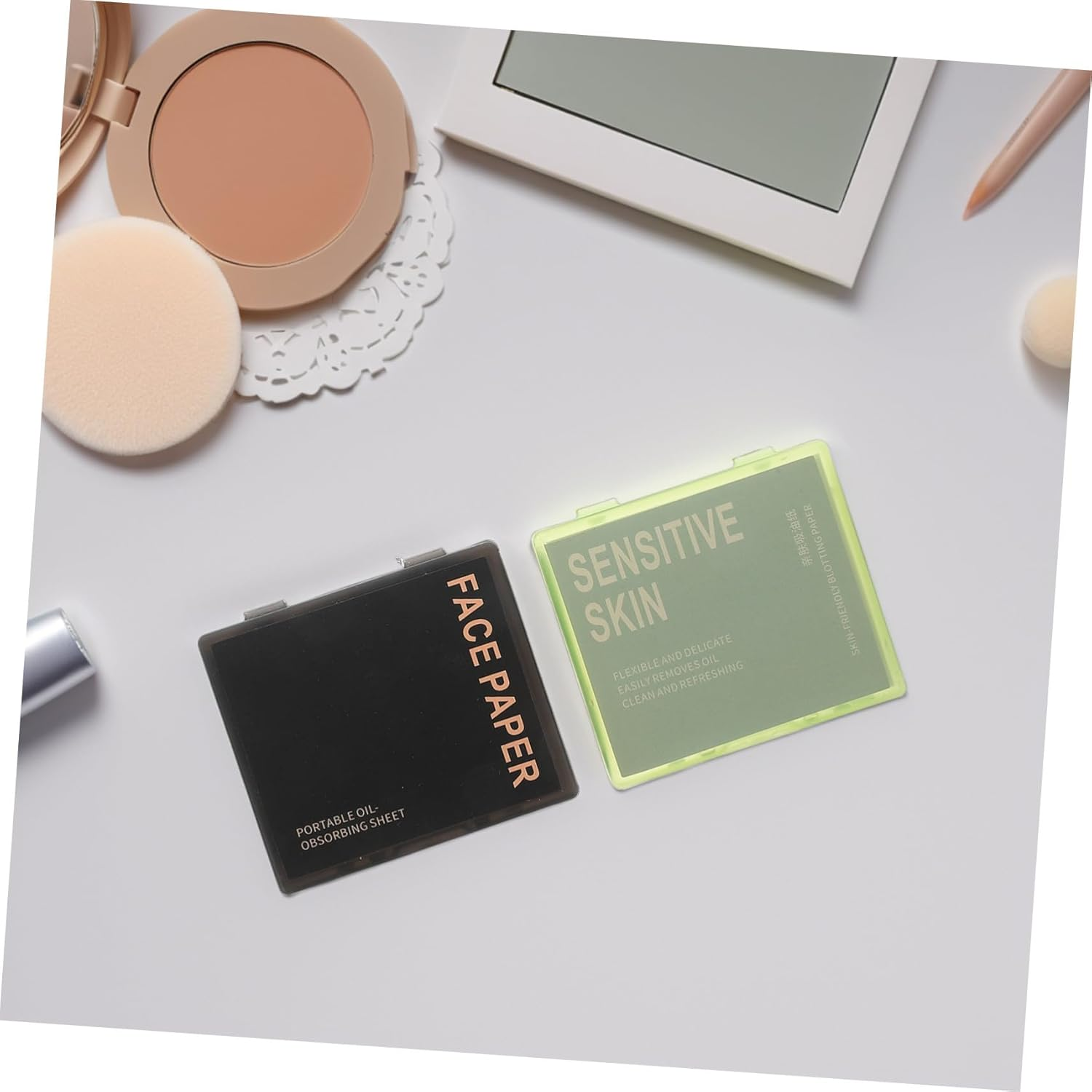 FONDOTIN Face Oil Blotting Sheets Oil Absorbing Sheets 400 Count Compact Size for Blotting Control and Shine Reduction Daily Skincare Use with Mirror Puff image number 6