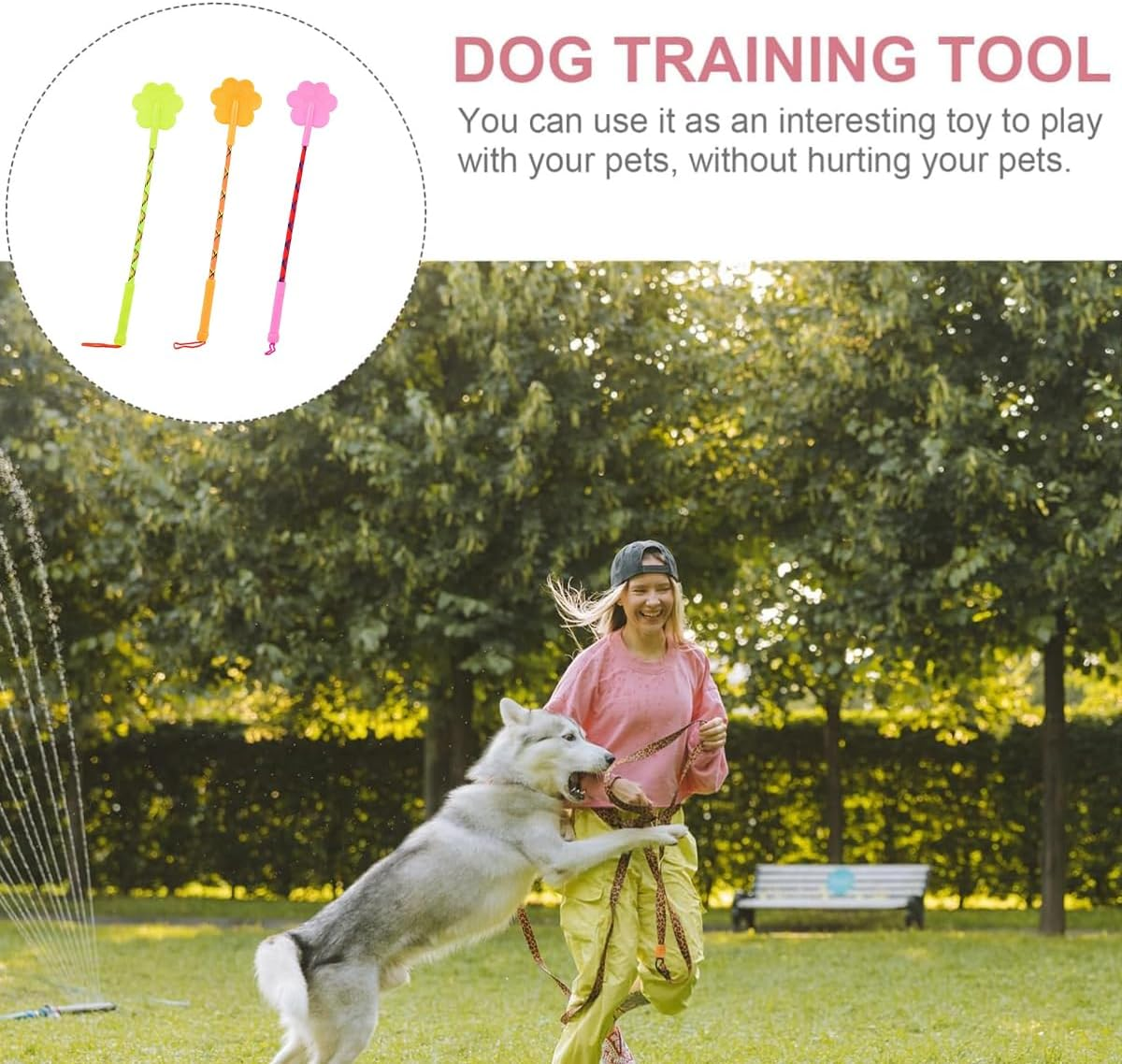 AIMALL 2PCS Flexible Dog Training Stick, Rubber Claw-Shaped Tip, Durable Interactive Pet Training Device, 16.53In Length, Available in Orange, Pink, and Green image number 5