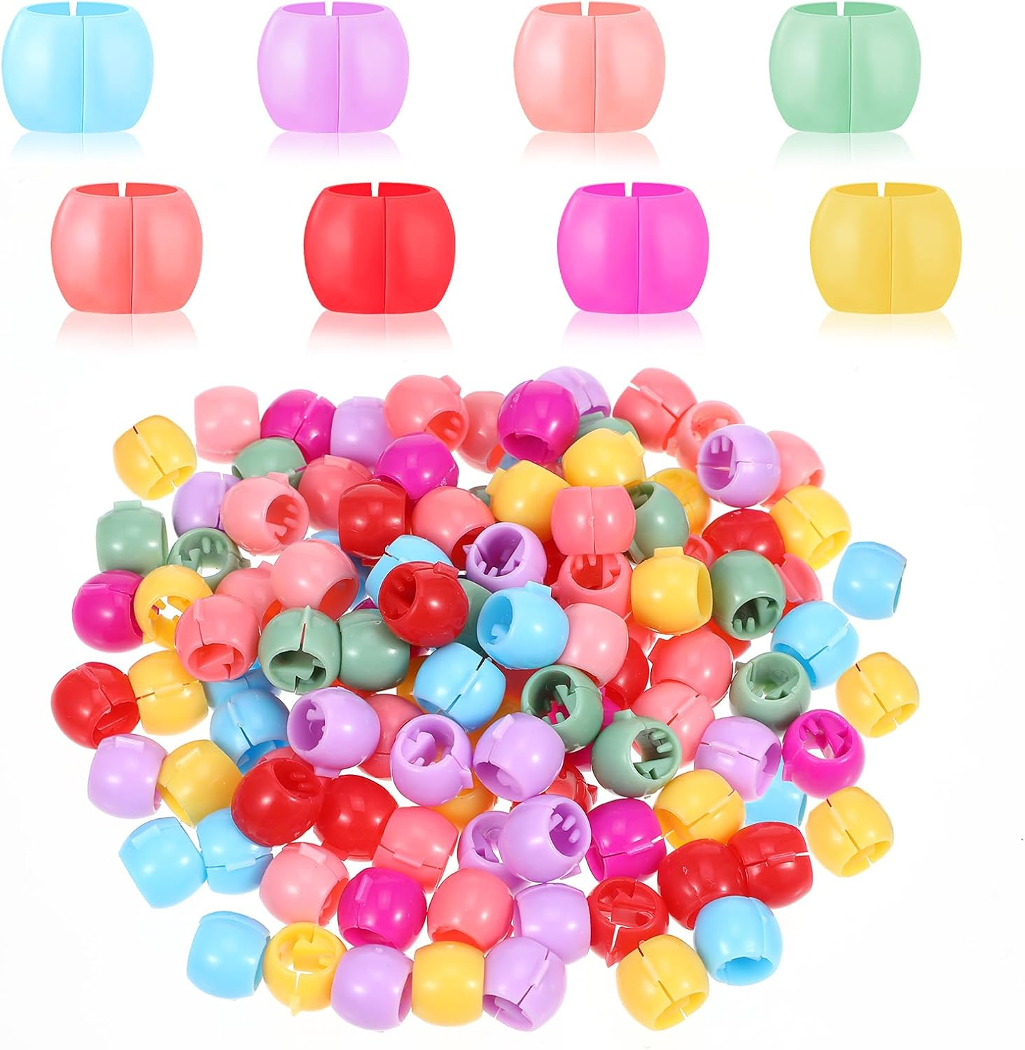 Hair Beads, 100 Pcs Mini Hair Clips Braid Clips, Rainbow Plastic Tiny Claw Clips Cute Candy Colors Hair Decorations Colorful Beads Clip Wear Hair Accessories for Women and Girls (Mixed Colors)