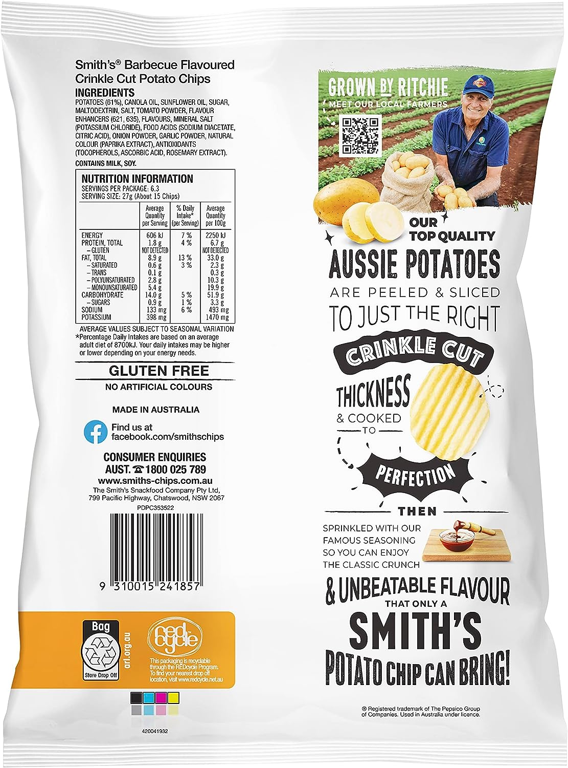 The Smith'S BBQ Crinkle Cut Potato Chips 170 G image number 4