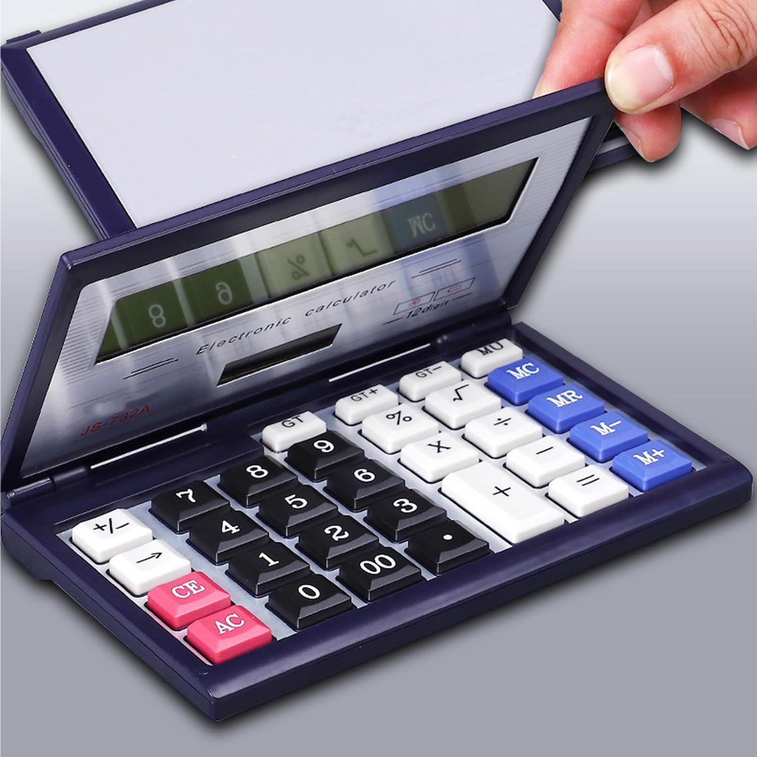 Maizoon Solar Dual Power Calculator with 12-Digit Display Large Screen Folding Flip Cover Big Button Portable Computing Tool for Finance Business Office and School image number 1