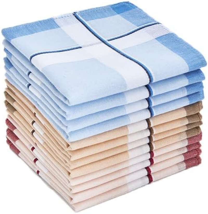 Ohuhu Handkerchiefs Men Cotton, 12 Pack 100% Cotton Handkerchief for Men, Classic Pocket Squares Hankies for Men Women