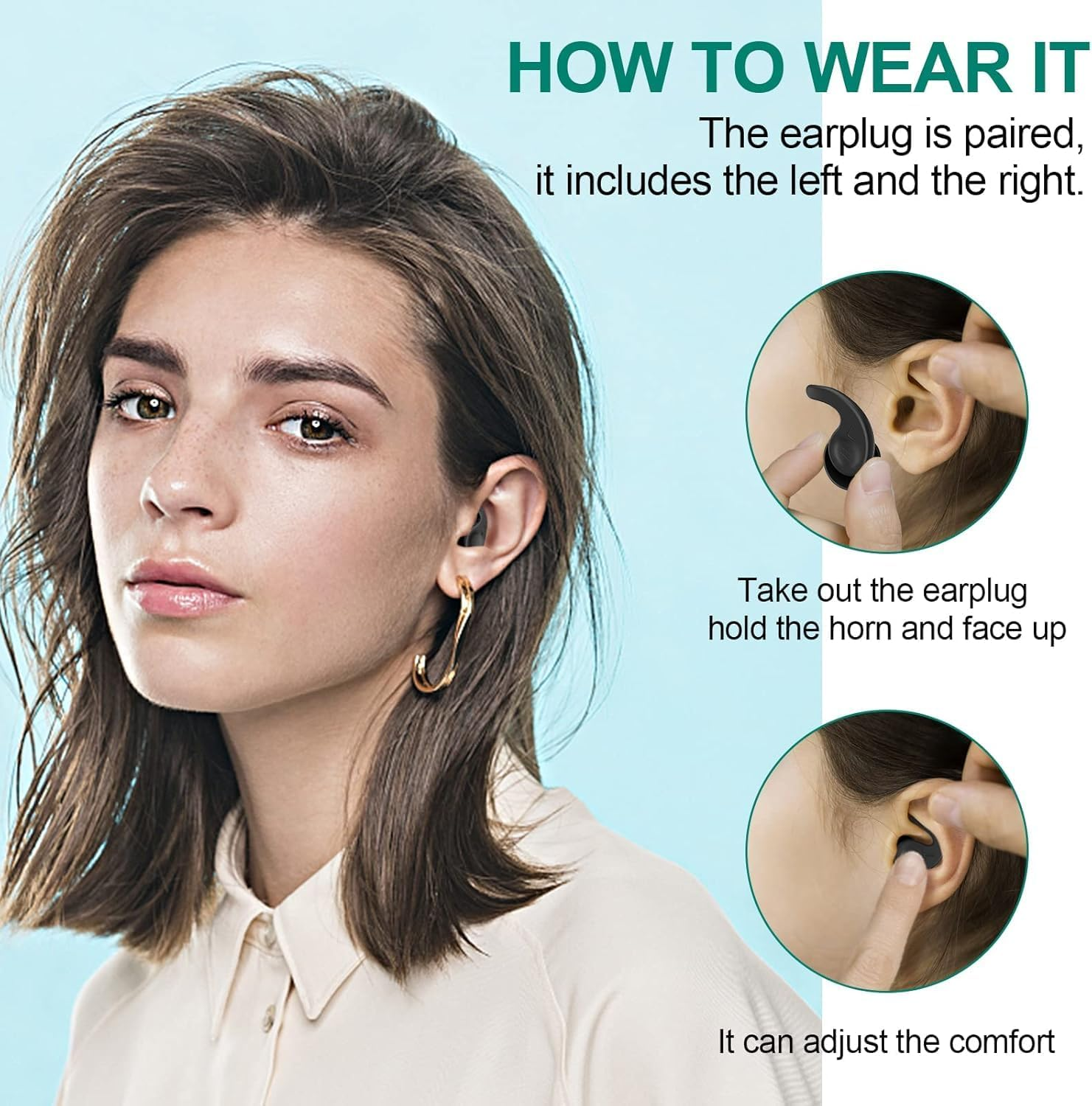 Limcryspp 3Pairs of Reusable Swimming Earplugs, Soft Silicone Waterproof Swimming Earplugs, Used for Bathing, Surfing, Swimming, Kayaking, and Other Water Sports(Black, Green, Gray) image number 4