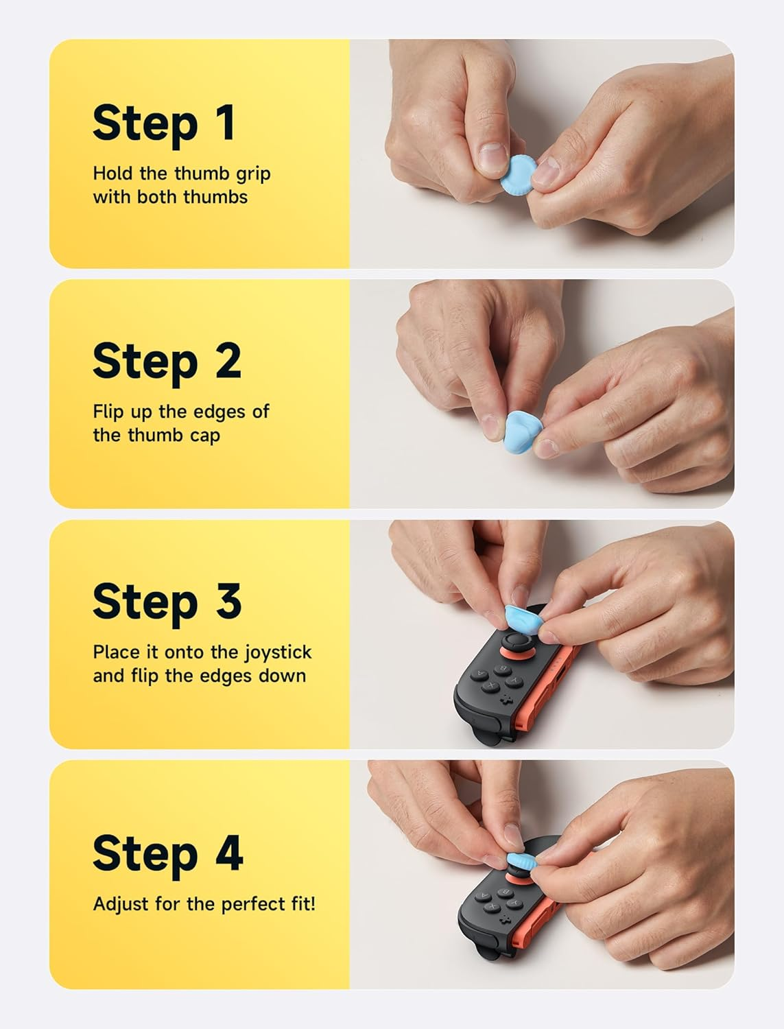 JSAUX Thumb Grips Designed for Nintendo Switch 2 (2025), Switch Thumb Grip Caps, Ergonomic Design, Enhanced Grip, Comfortable & Durable, Joycon Grip Button Stick Cover - Blue and Orange, 3Pairs (6Pcs)