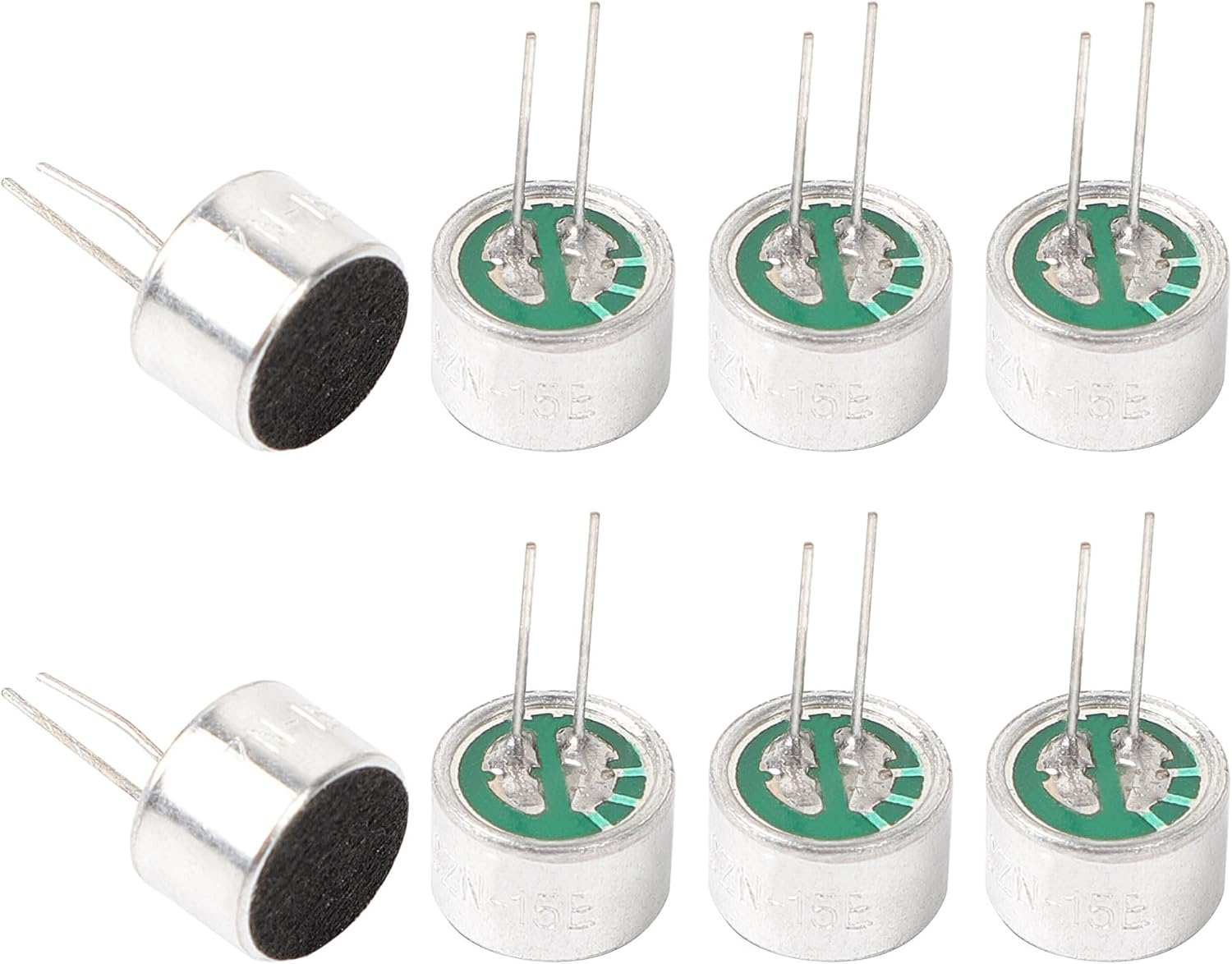 Uxcell 8Pcs Cylindrical Electret Condenser Microphone Pickup 85Db through Hole Mini Electret Condenser Mic with 2 Pins 10X7Mm for PCB