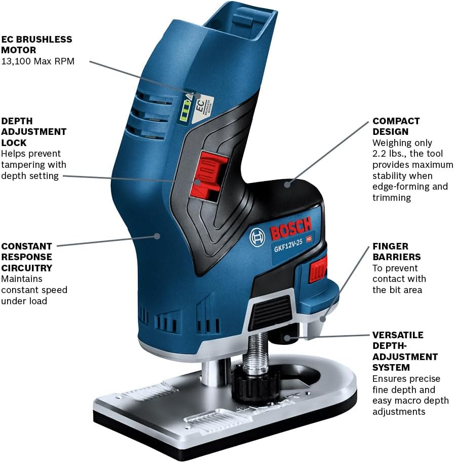 Bosch 12V Max EC Brushless Palm Edge Router (Bare Tool) GKF12V-25N image number 5