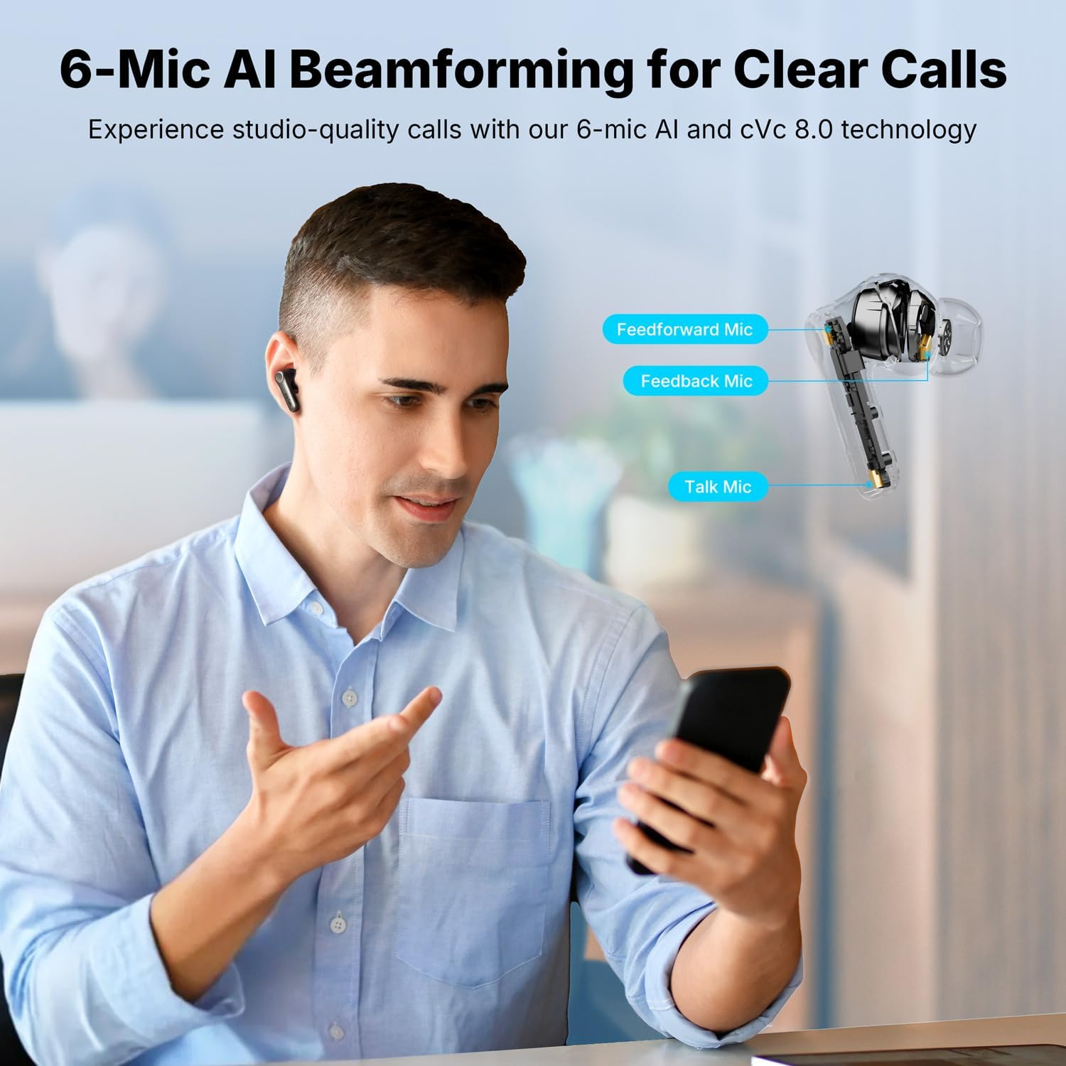 [2025 VGP Winner] Earfun Air Pro 4+ Adaptive Hybrid Noise Cancelling Wireless Earbuds Bluetooth 6.0,Qualcomm Snapdragon Sound, Aptx Lossless,Ldac Hi-Res Audio, 6 Mics AI CVC Call,54H Playtime, Black - White image number 2