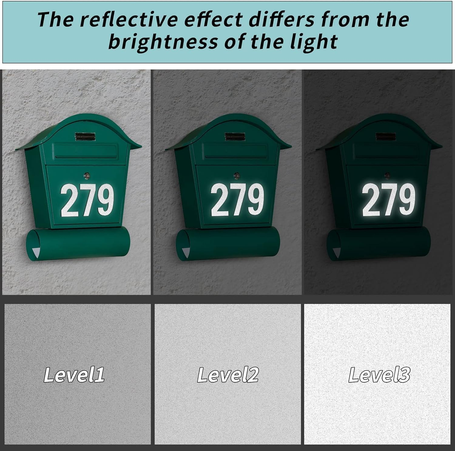 Reflective Mailbox Numbers for outside - 60 Pcs Waterproof Mailbox Numbers Stickers, Large 3 Inch 2 Inch Self Adhesive 0-9 Vinyl Number for Mailbox, Door, Garbage Bins, Address Number (White) - 60Pcs White image number 2