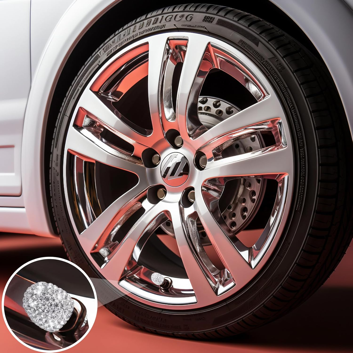 MEAJOO 4PCS Bling Crystal Diamond Tire Stem Valve Caps, Dustproof Car Wheel Tire Valve Caps Universal Tire Valve Stem Covers for Cars, SUV, Trucks, Bikes, Motorcycles, Bicycles (White) image number 6