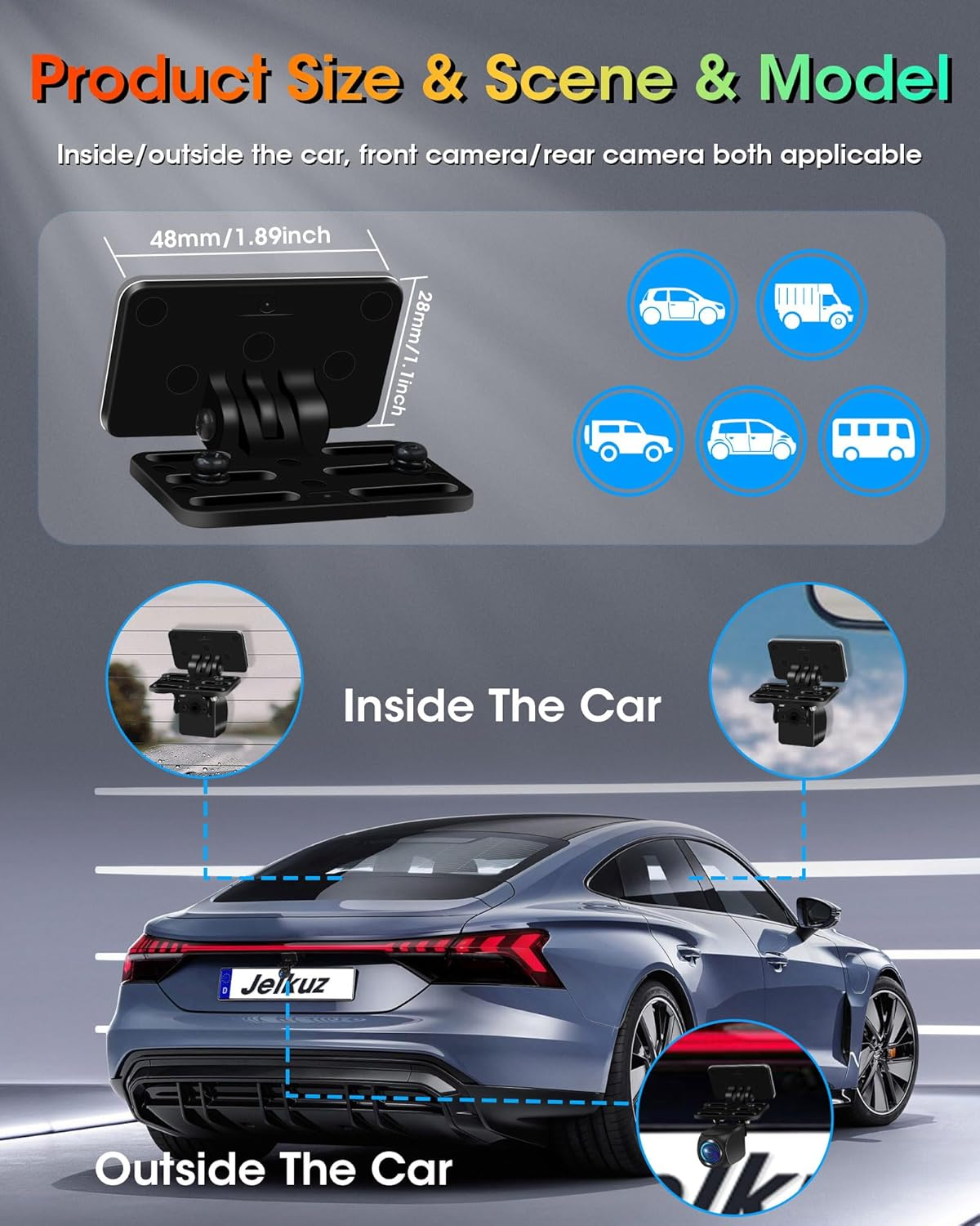 Rear Camera Holder Dash Cam Car Window Bracket Backup Camera Mount 【Strong Adhesive】 180&deg; Adjustment Rearview Camera for SUV, Truck, RV, Auto image number 6