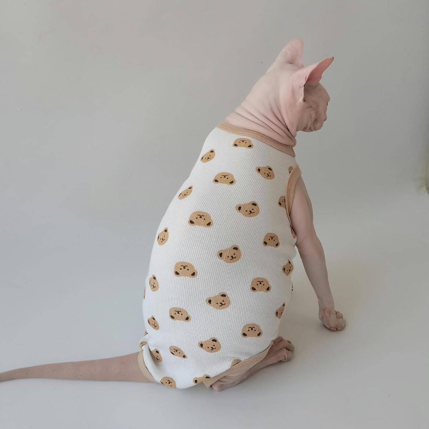 IUOUTG Sphynx Hairless Cats Clothes Breathable Cotton Pet Clothes for Summer round Collar Kitten Vest with Cute Cartoon Print Pet Pajamas for Cats Small Dogs image number 4