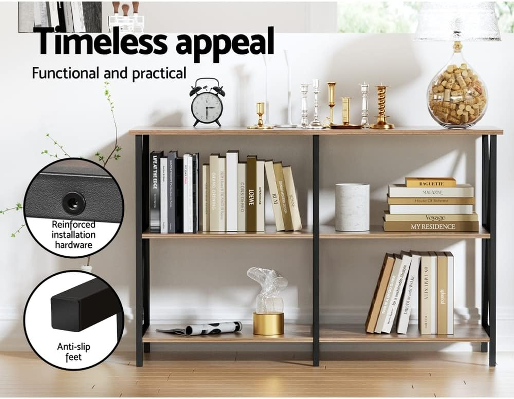 Artiss Console Table, Retro Narrow Side Hallway Tables Desk Display Shelves Home Bedroom Office Living Room Entryway Furniture, with Sturdy Particle Board Anti-Rust Walnut image number 6