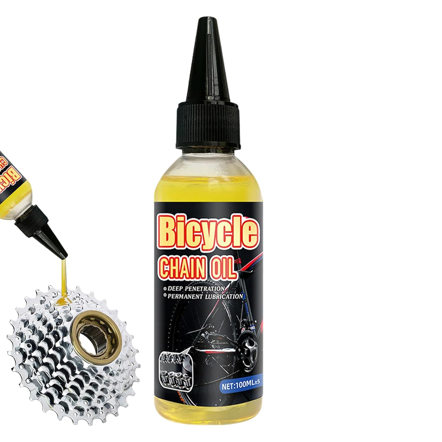 Bicycle Chain Lubricant - 100Ml Long Lasting Bike Chain Oil | All-Weather Bike Oil, Waterproof Bike Lube for All Bike Chains, Friction Reduction, Improved Wattage Output Borato