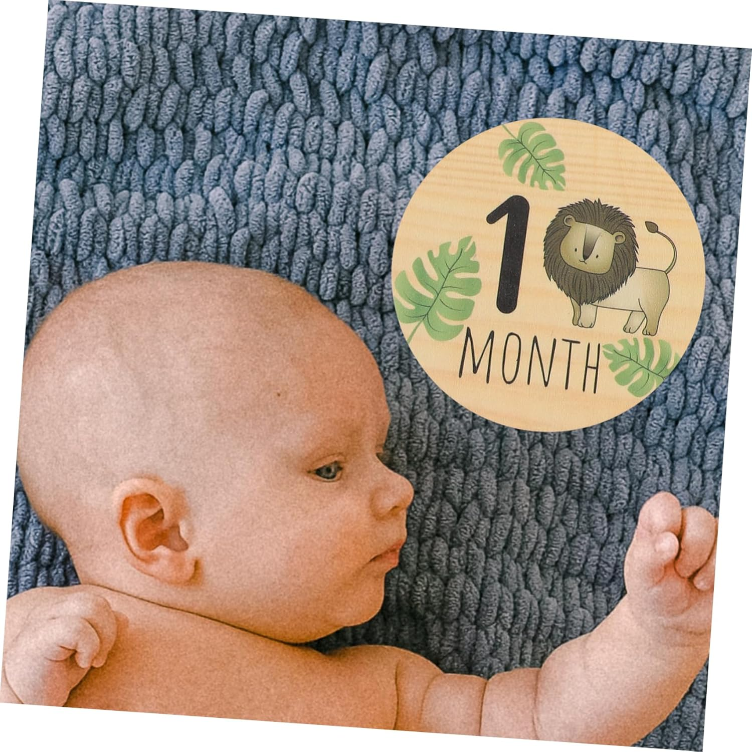 DECHOUS 7Pcs Monthly Milestone Cards Wooden Photo Props with Cartoon Animal Design Double Sided Birth Announcement Signs Lightweight for Newborn Photography and Shower Gifts image number 5