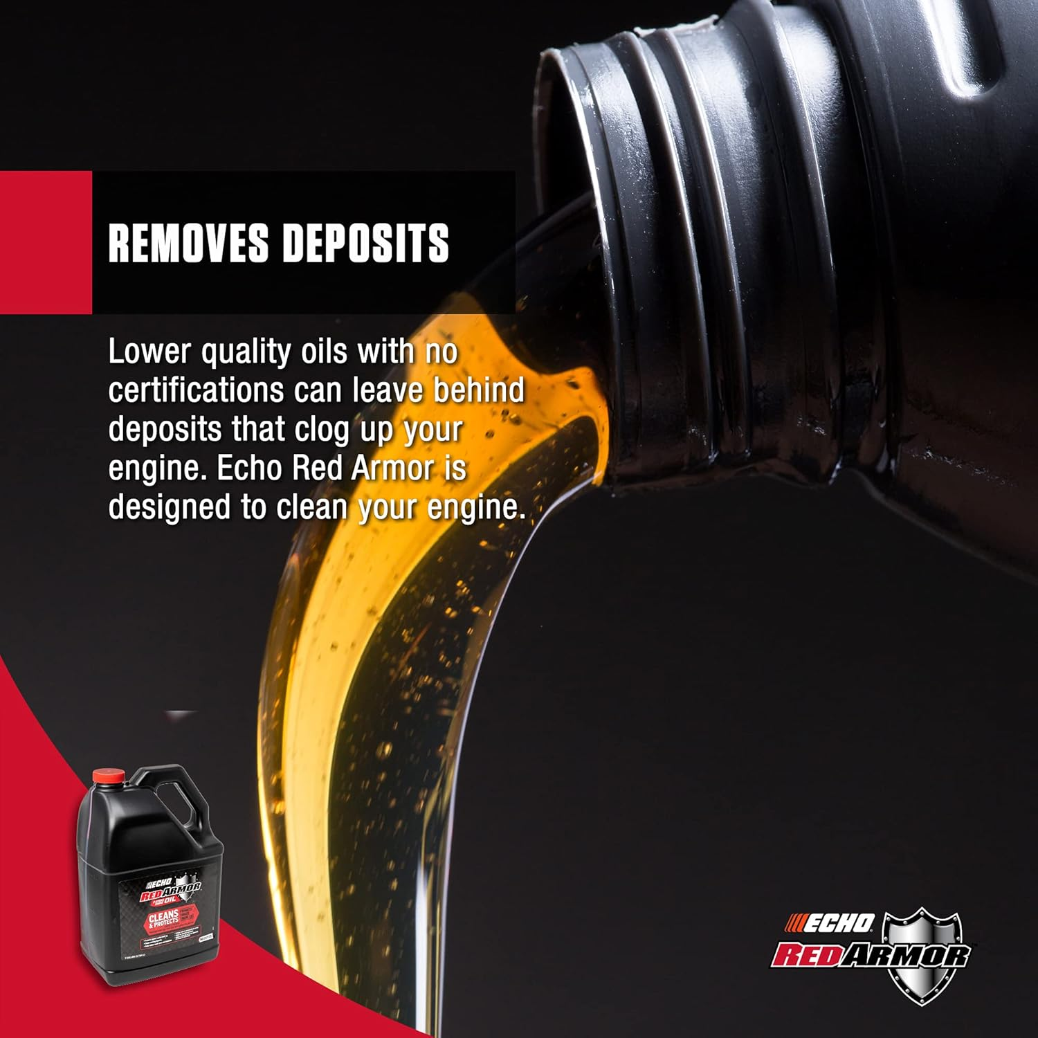 Echo Products 6550050 Red Armor Oil Mix 2-Cycle2-Stroke High Performance, Semi-Synthetic, Clean and Protect against Carbon Build Up, Outdoor Power Equipment Engine Formula 128 Fl Oz, (1 Gal.) image number 3