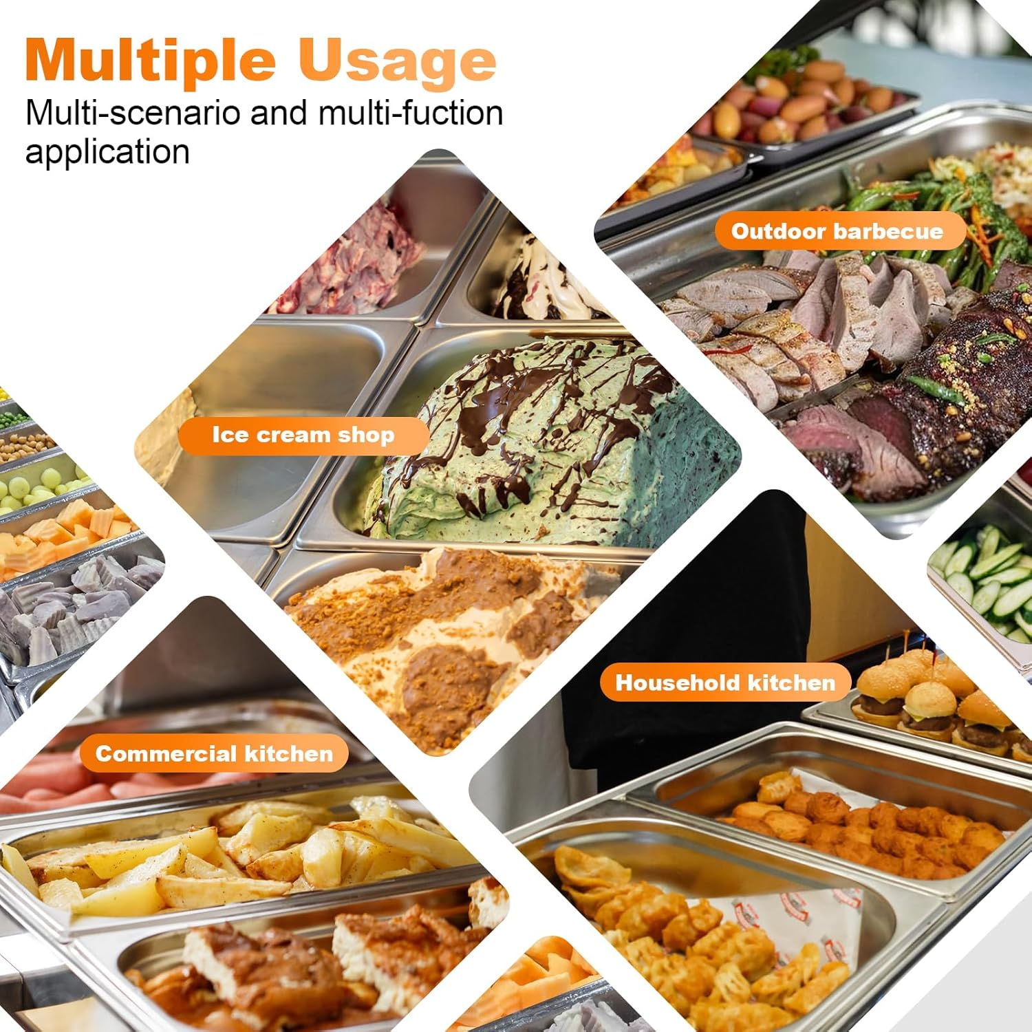 LZONEY 8 Pack Stainless Steel Hotel Pans 1/3 Size X 6" Deep Steam Table Pan with Lids,0.8 Mm Thick anti Jam Pan Stainless Steel Steamer Pan for Party, Restaurant, Hotel image number 5