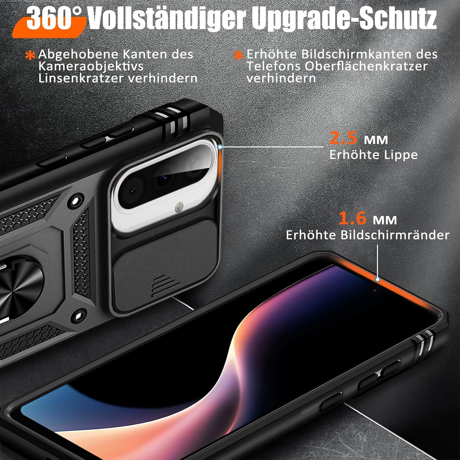 Giyer Armoured Case for Samsung Galaxy A17 Case with Screen Protector, Mobile Phone Case A17 4G/5G Case with Camera Protection, 360&deg; Metal Ring Stand, Shockproof Protective Case for Samsung A17 5G