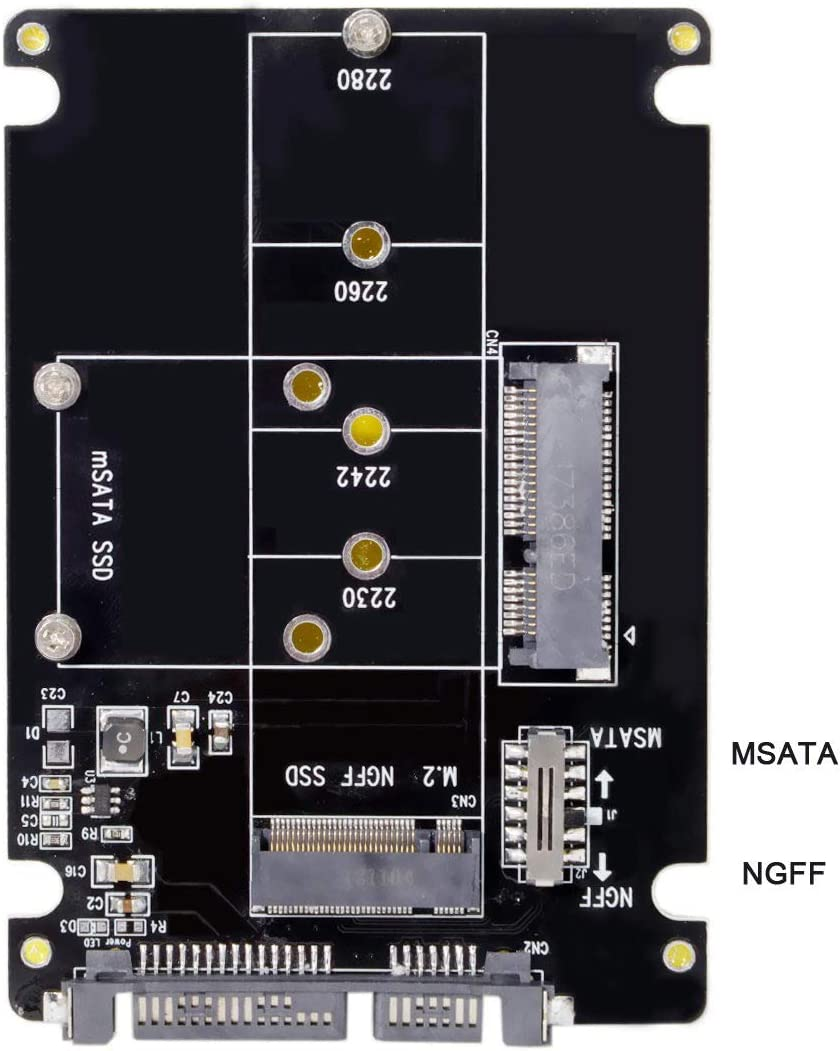 NFHK Combo M.2 NGFF B-Key & Msata SSD to SATA 3.0 Adapter Converter Case Enclosure with Switch image number 1