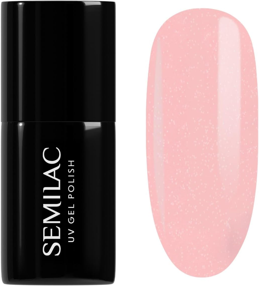 Semilac UV Nail Polish Pink 390 Spark of Bare Love 7 Ml Colour Varnish for Colour-Intensive Fingernails Economical and Durable Nail Polish