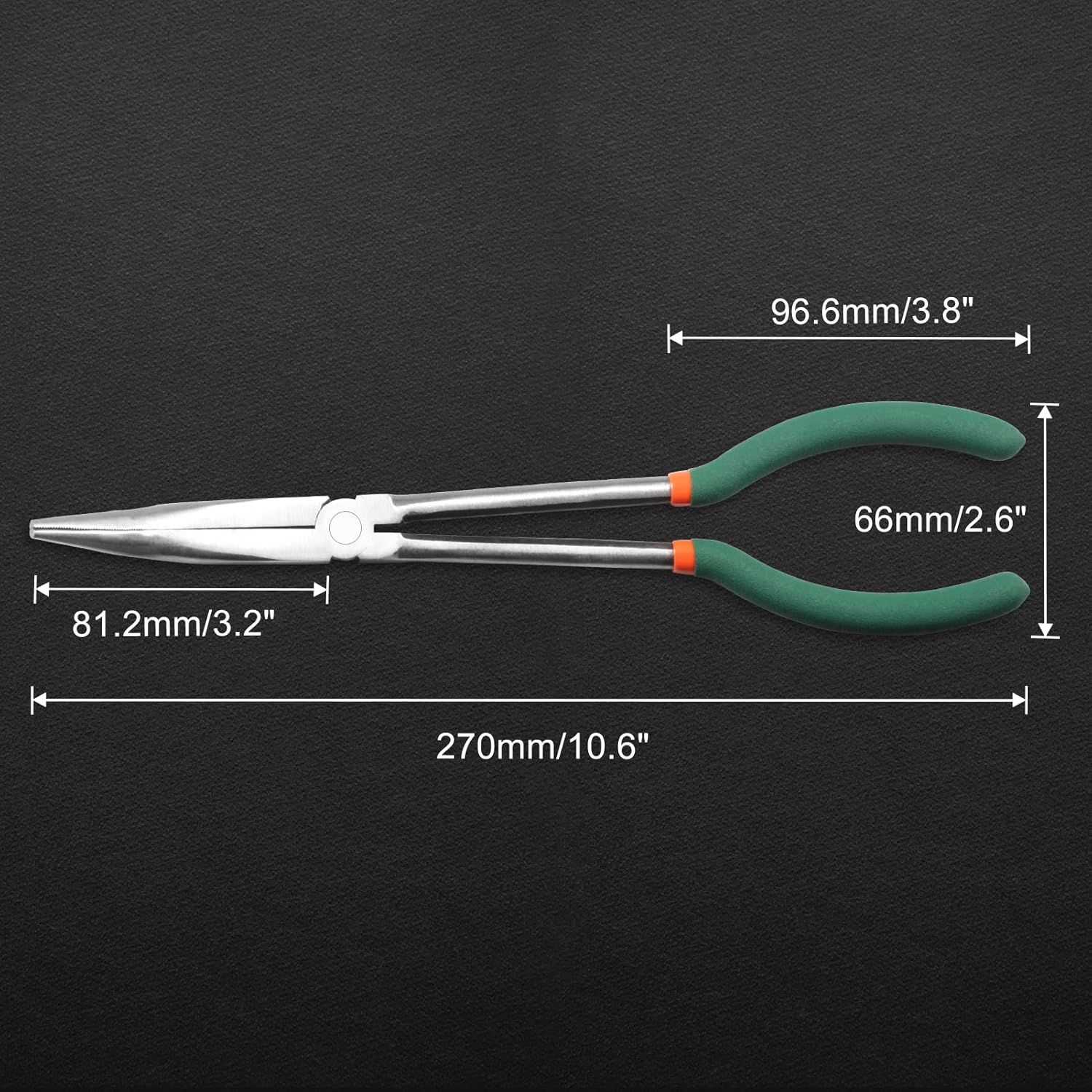 11 Inch Bent Nose Pliers 30 Degree Long Reach Pliers with Serrated Teeth Straight Extra Long for Hard-To-Reach Narrow Spaces and Limited Clearance Areas image number 3