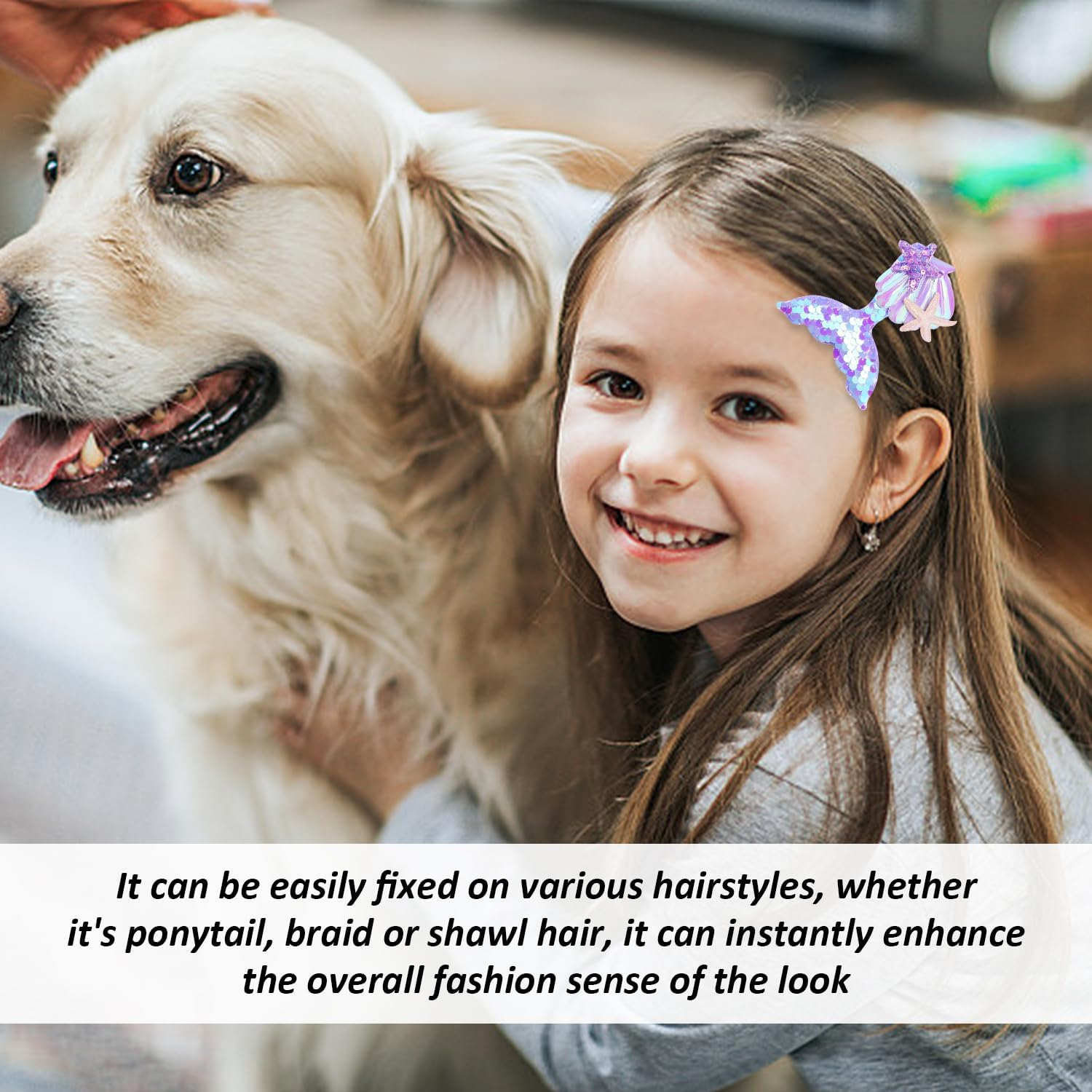 7 Pieces Colourful Fishtail Sequins Hairpin, Simple and Sweet, Fashionable Headpiece for Girls, Creative Beach Shiny Hairpin, Hairstyle Decoration image number 5