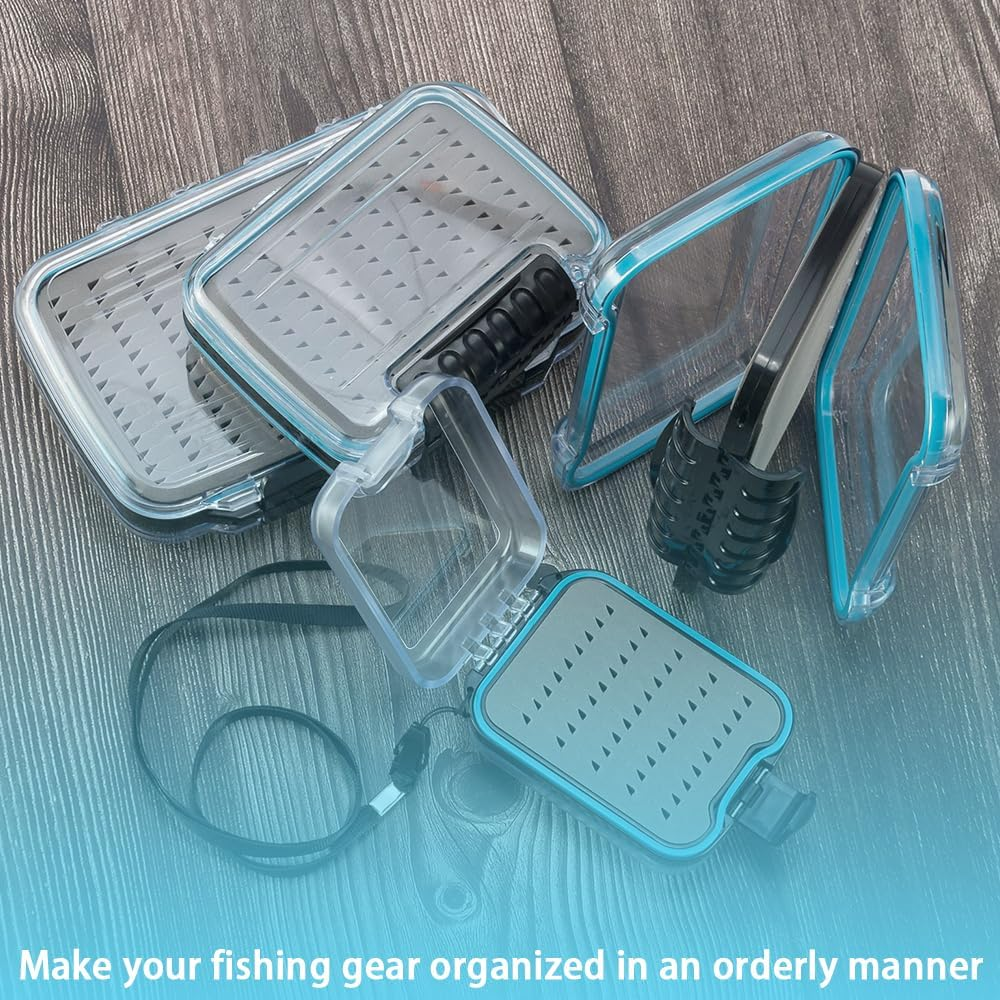 Fly Fishing Box, Two-Sided Waterproof Jig Boxes, Lightweight Fly Box with Transparent Lid, Easy Grip Fly Fishing Lures Box (Medium) image number 2
