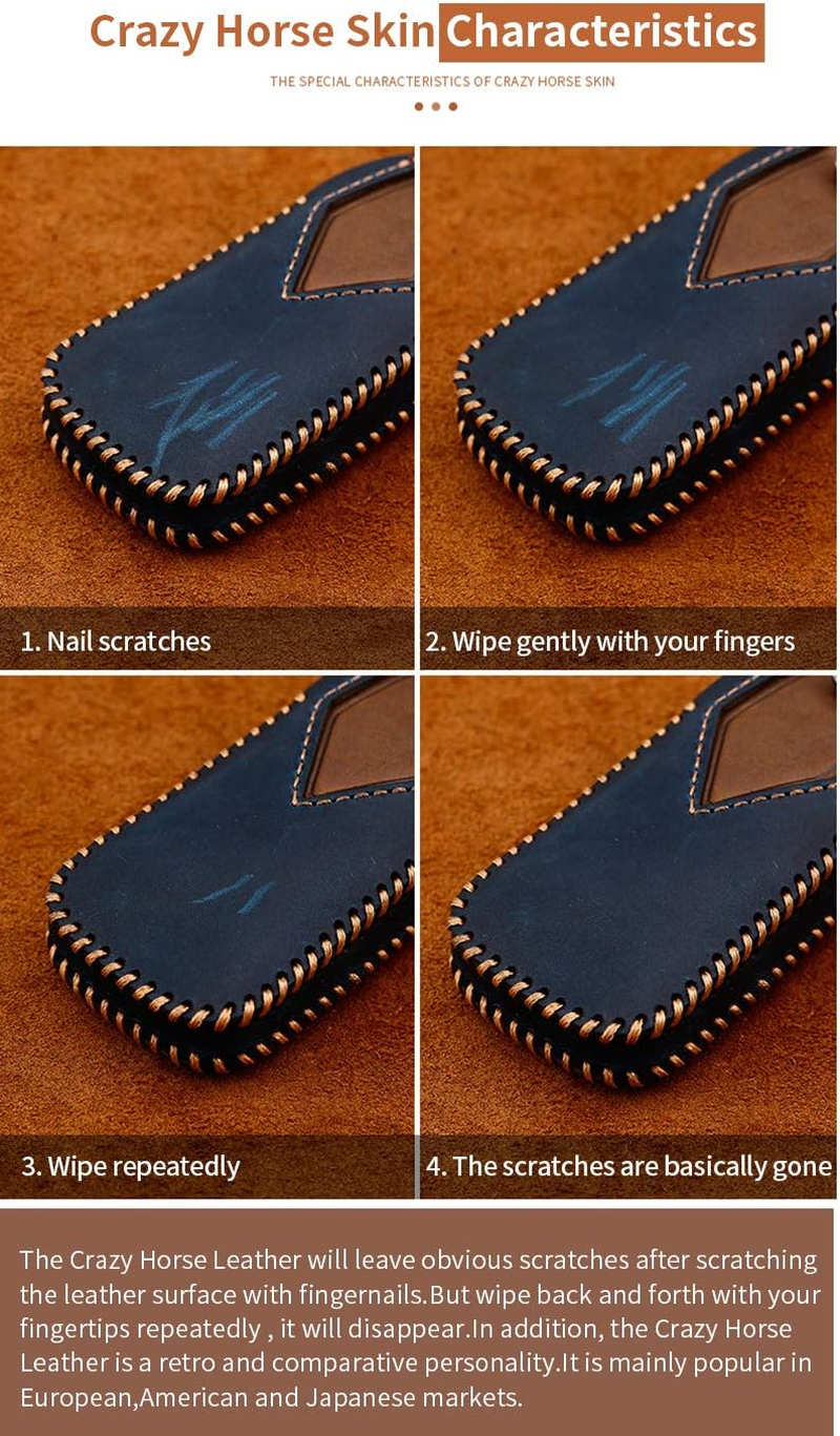 3 Button Genuine Leather Smart Key Fob Skin Cover Case Protector Keyless Fit for Subaru BRZ Impreza STI WRX image number 4