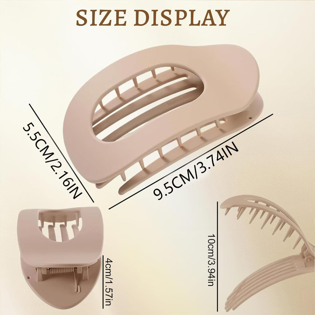 MUNZE Flat Hair Clip - Pack of 5 Flat Hair Clips Women'S Large - Lightweight, Non-Slip & Stylish, Perfect French Flat Claw Clip for Thick or Thin Hair, Everyday Life, Sports or Driving, Curvo Design image number 1