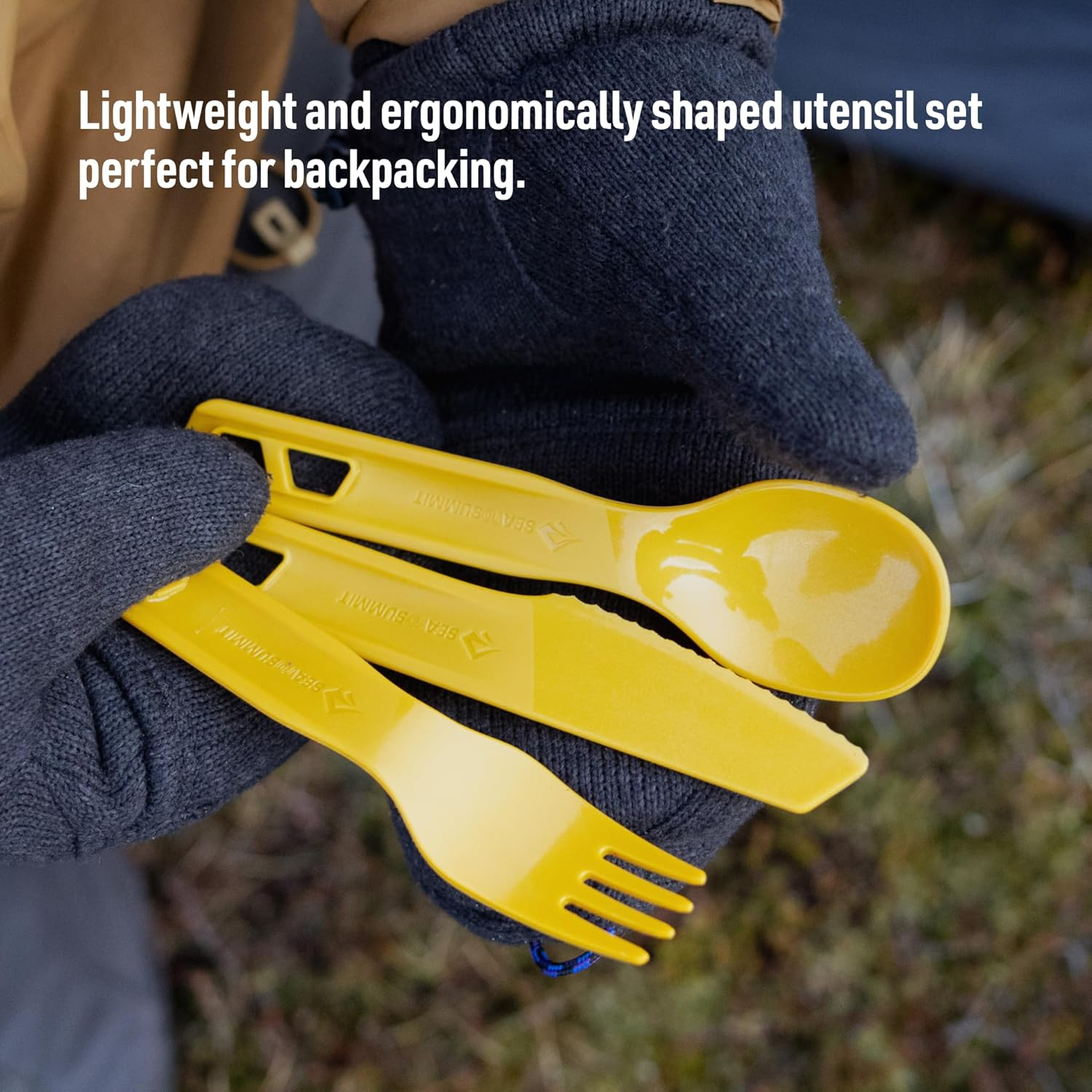 Sea to Summit Passage Camp Cutlery Set, Fork, Spoon and Knife, Arrowwood Yellow (3 Piece) image number 2