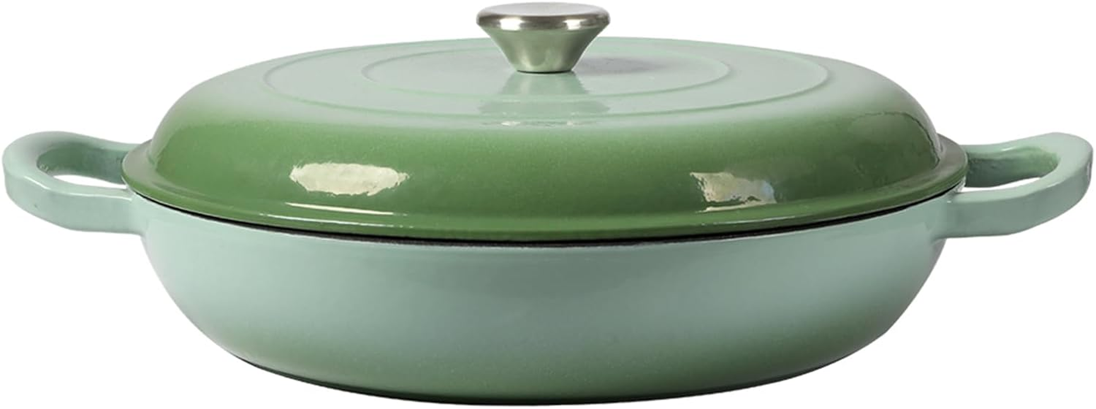 TOQUE Enameled Cast Iron Dutch Oven 3.5L Pot with Lid Kitchen Cookware Black, 3.7 Quart Camping Cooking Non-Stick Slow Cooker Shallow Pan, round Dutch Oven Pots for Bread Baking,Braise,Stew,Roast