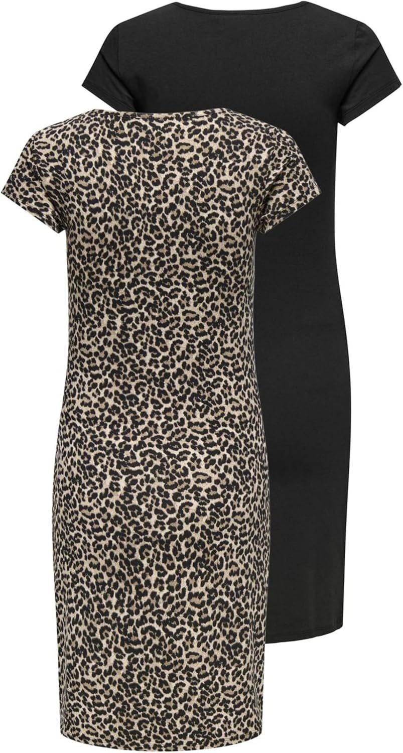 ONLY MATERNITY Women'S Olmlovely Life S/S Dress 2-Pck Noos (Pack of 2), Black image number 1
